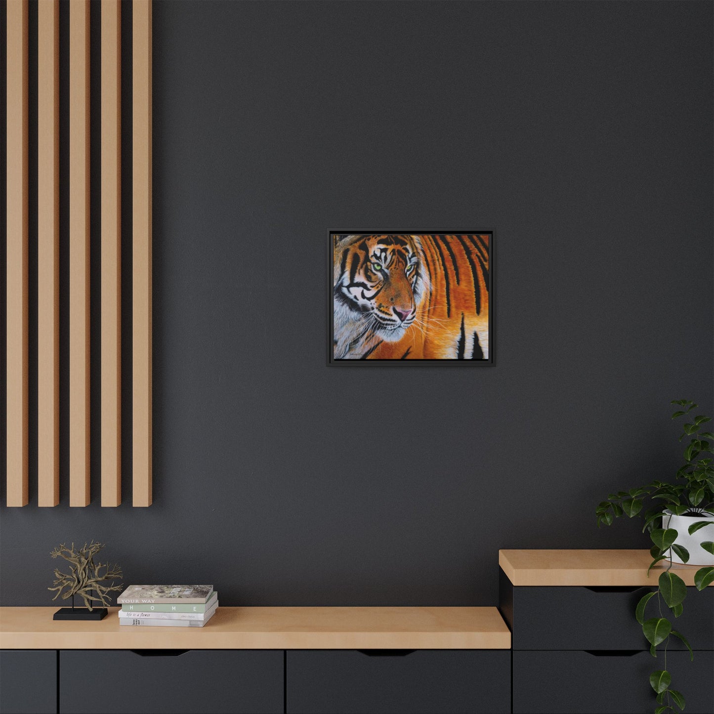 Tiger Stripe, Framed Tiger Canvas Print