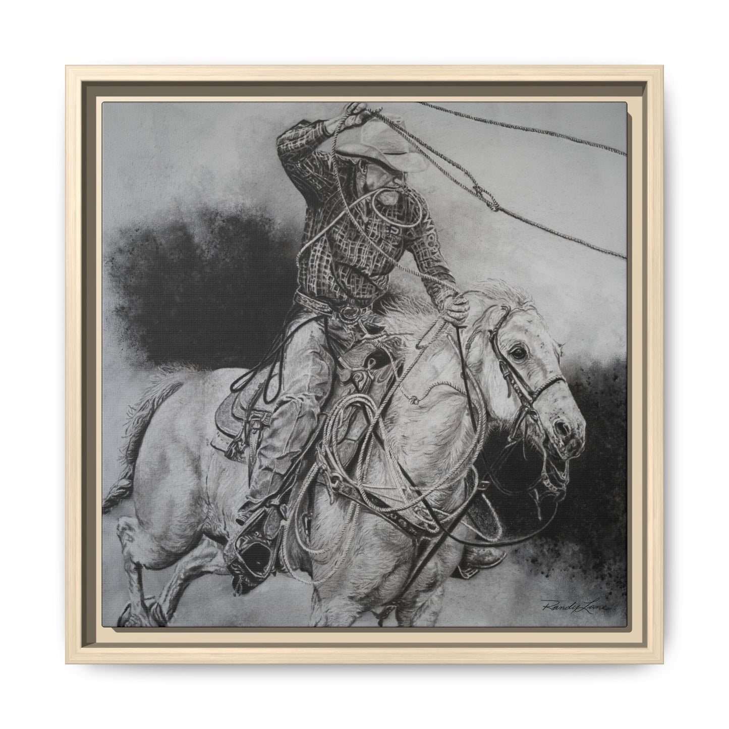 Let it Fly, Rodeo Tie-down Roper Painting, Matte Framed Stretched Canvas