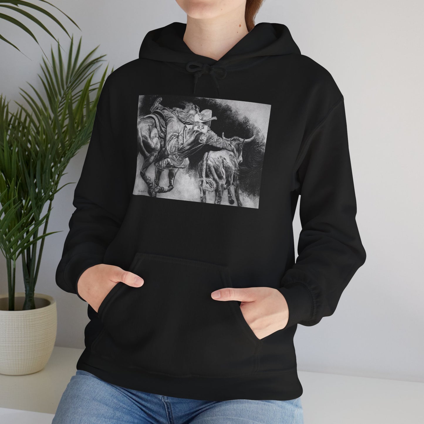 Contact. Cowboy Bulldogger Rodeo Art Unisex Heavy Blend Hoodie