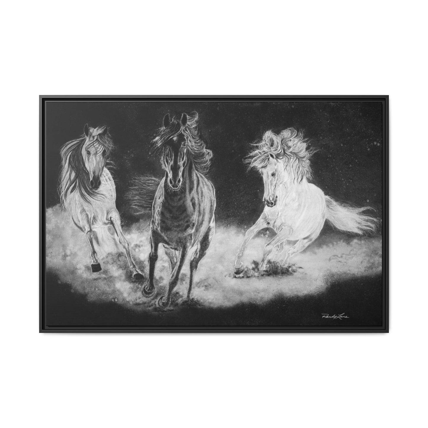 Midnight Run. Framed Stretched Matte Canvas Fine Art Horse Print