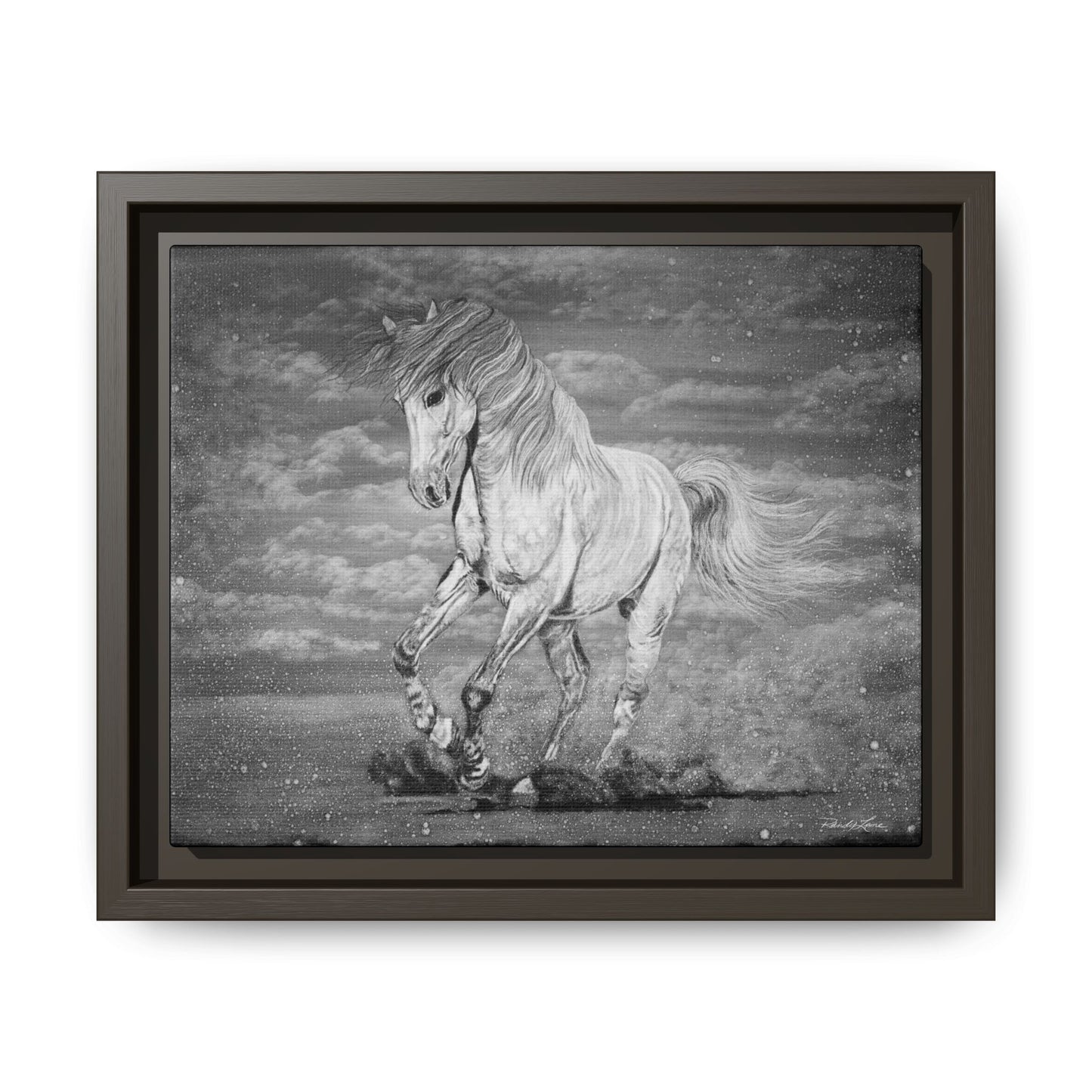 Equine Elegance. Prancing Horse Framed Stretched Matte Canvas Print