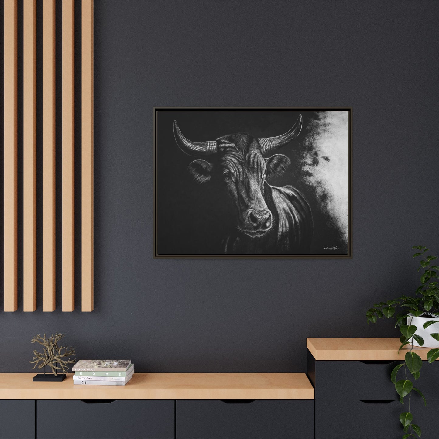 Stonebreaker. Bucking Bull Framed Stretch Matte Canvas Print