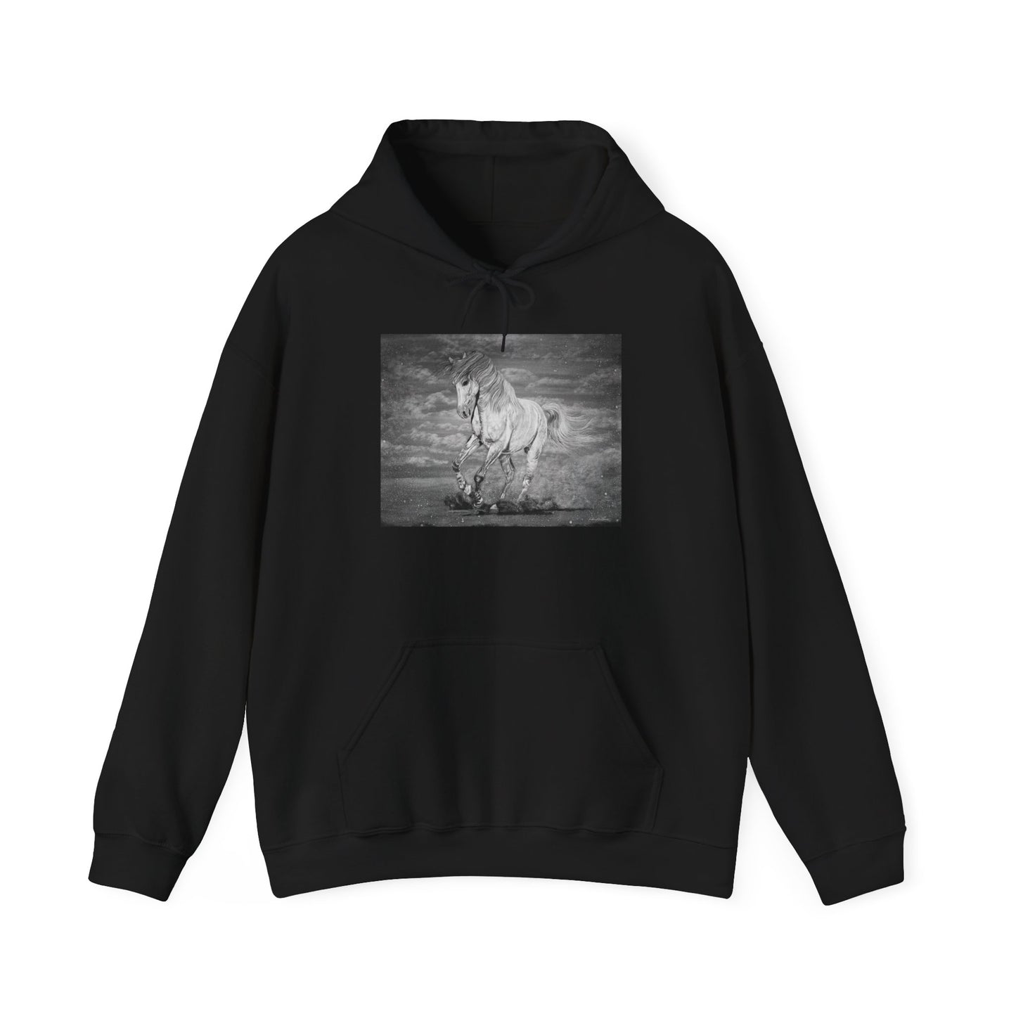 Equine Elegance. Prancing Horse Print Hooded Sweatshirt