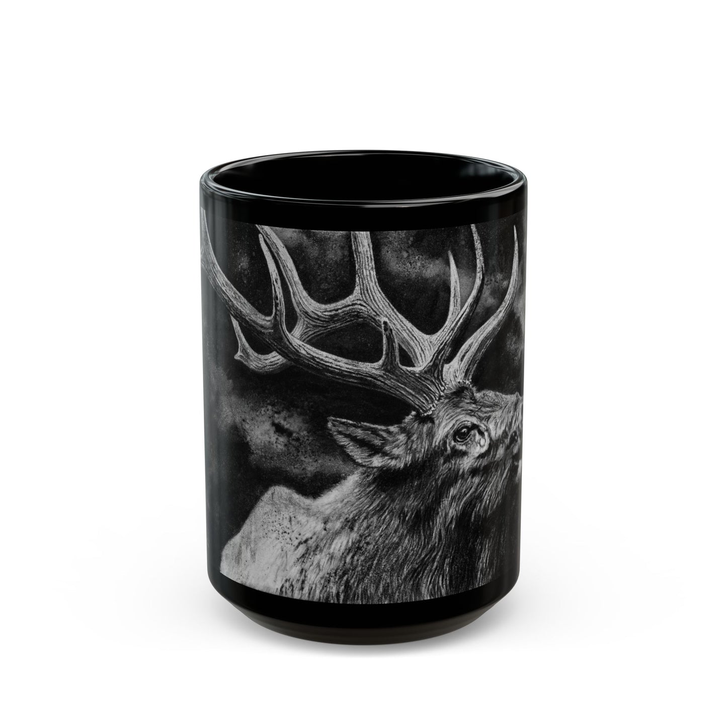 Gladiator, Black Mug with Majestic Elk Design