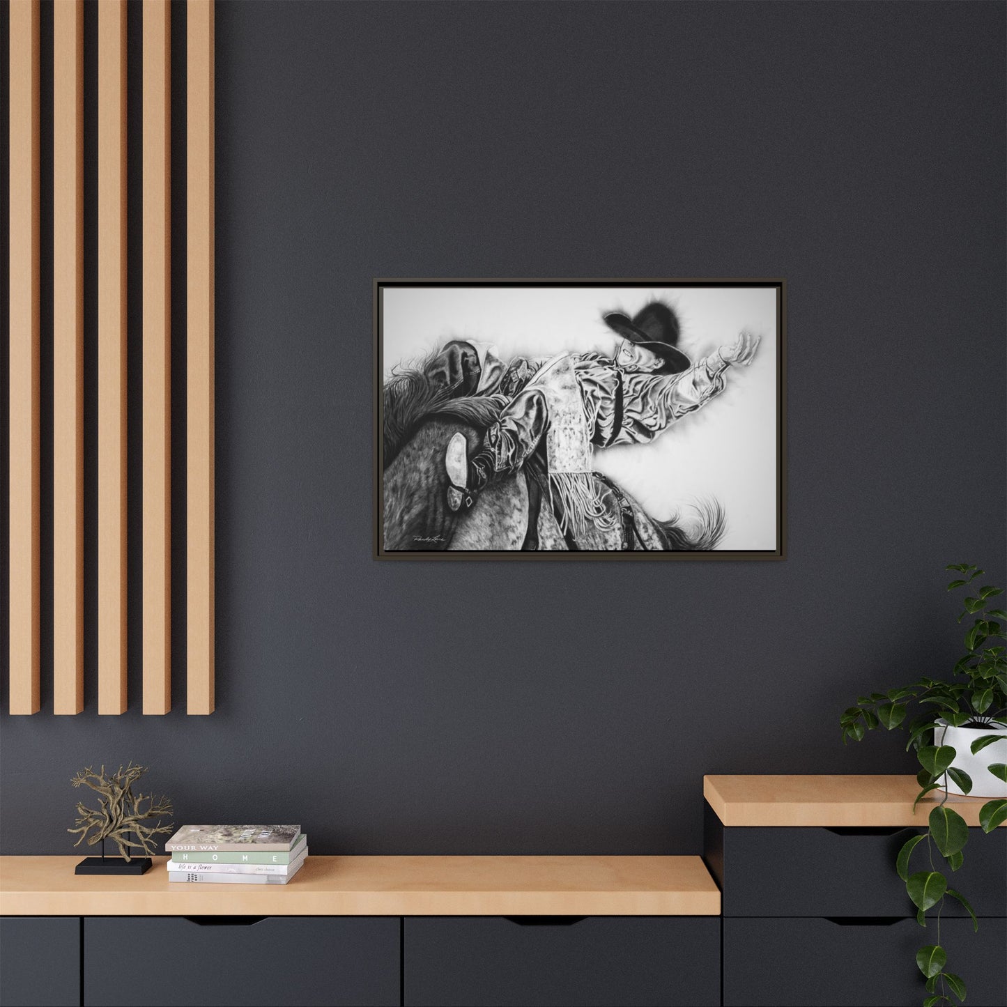 Go Time. Stretched Matte Canvas Framed Rodeo Art Print