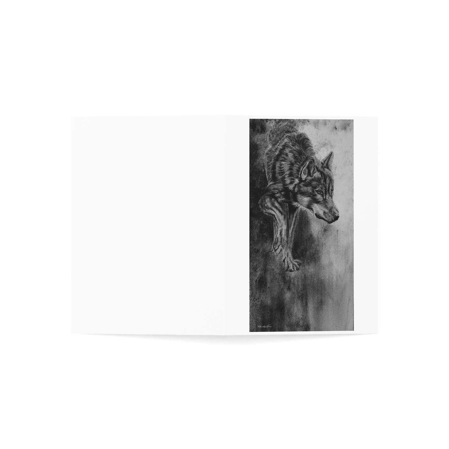Specter, Wolf Painting Greeting Cards — Pack of 1/10/30/50 Hand-Drawn Wildlife Note Cards