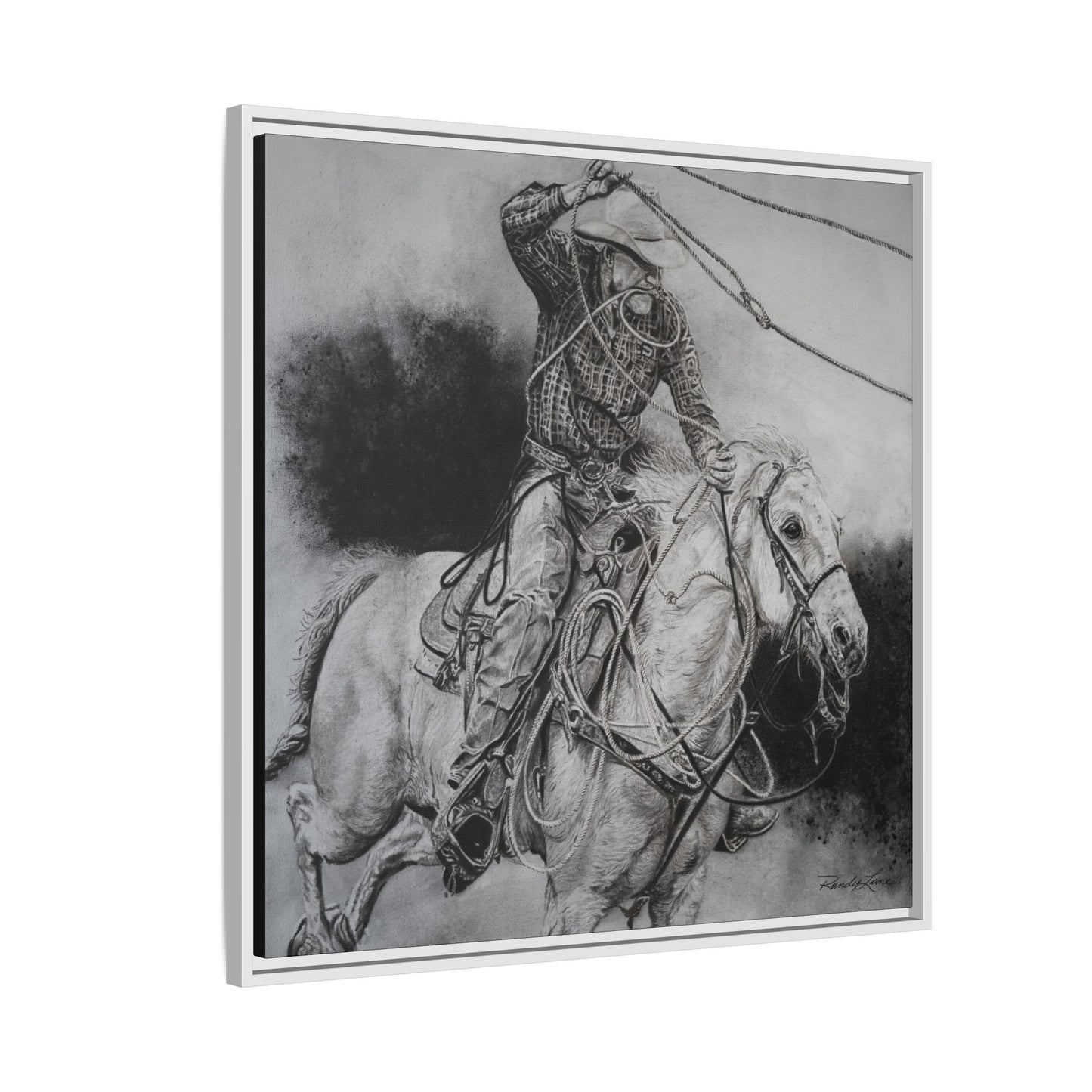 Let it Fly, Rodeo Tie-down Roper Painting, Matte Framed Stretched Canvas