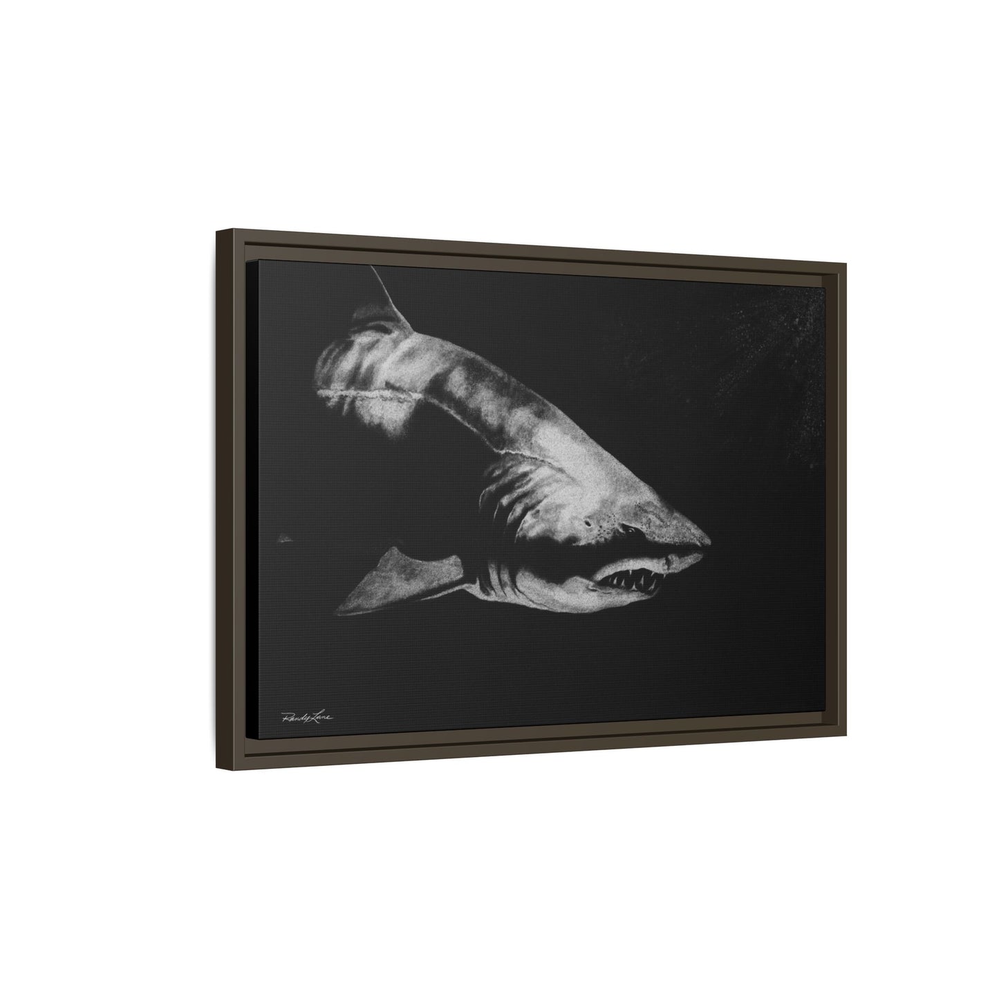 Below, Framed Shark Fine Art Print, Matte Canvas Wall Decor