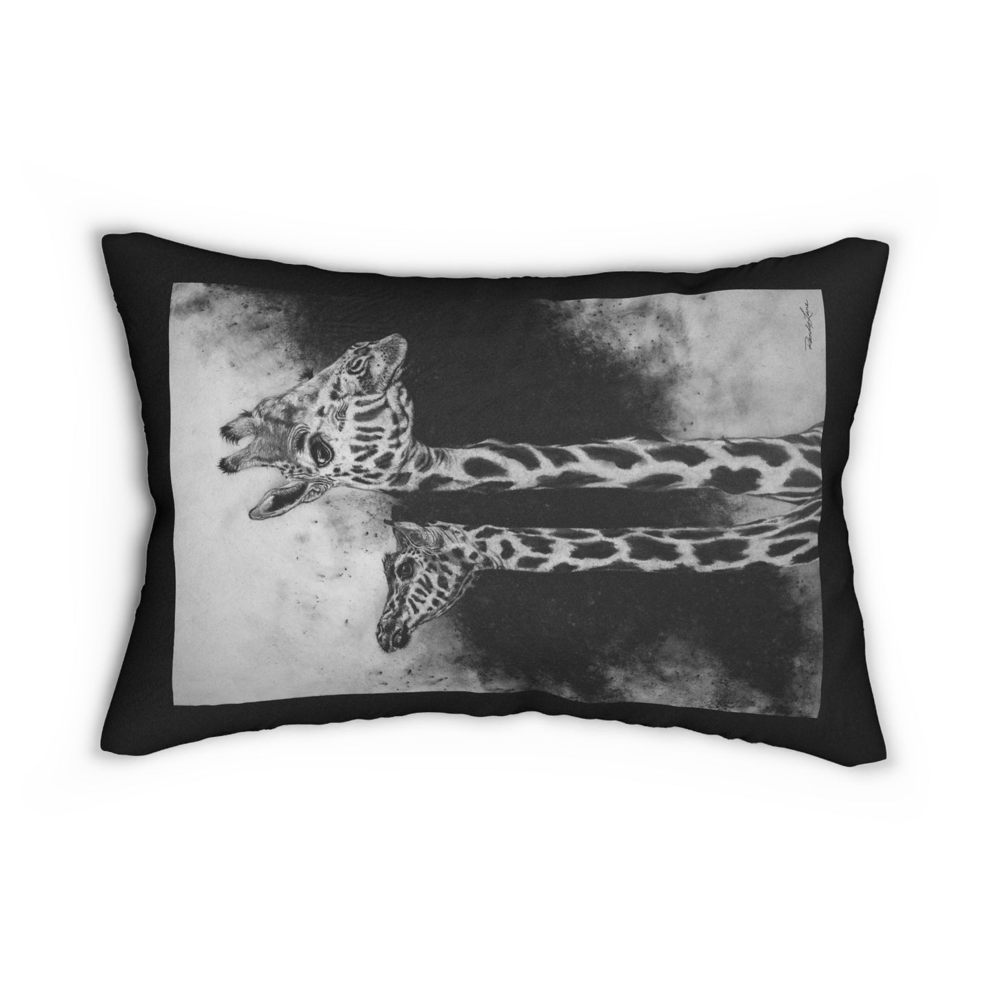 Grace in the Grassland, Giraffe Spun Polyester Lumbar Pillow
