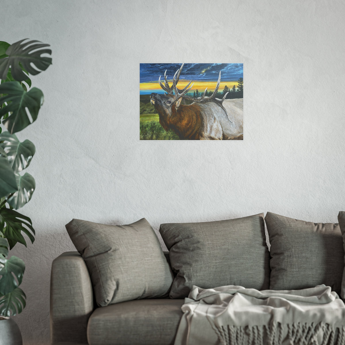Sunset Serenade, Majestic Bull Elk Fine Art Print —  (Satin/Matte)
