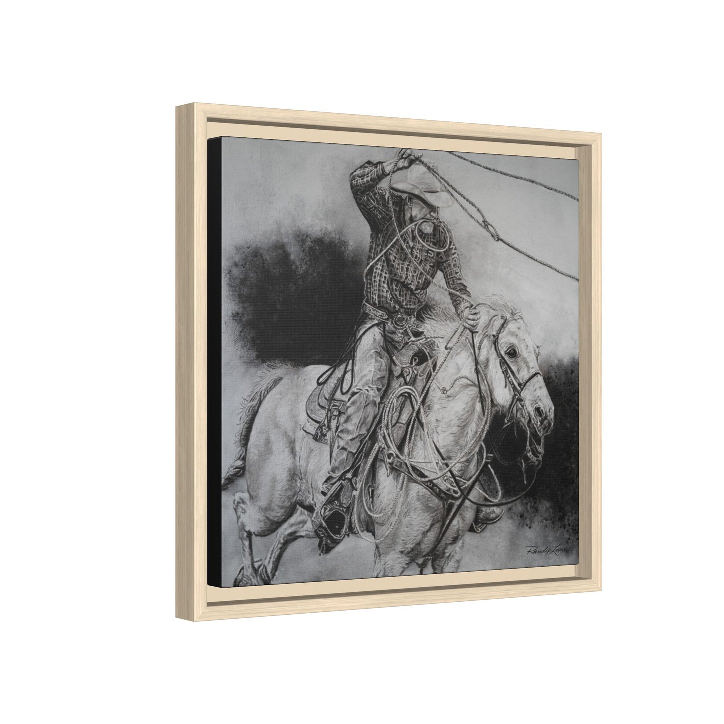 Let it Fly, Rodeo Tie-down Roper Painting, Matte Framed Stretched Canvas