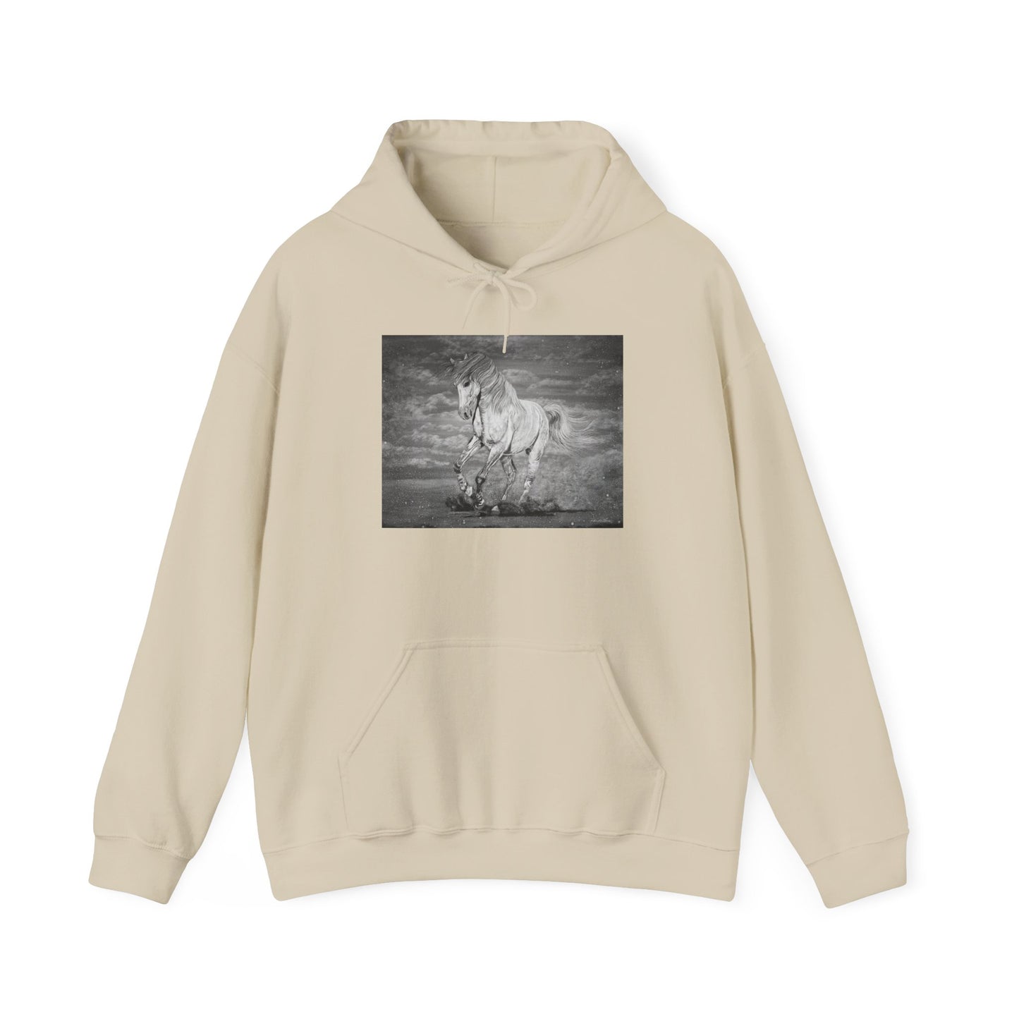 Equine Elegance. Prancing Horse Print Hooded Sweatshirt