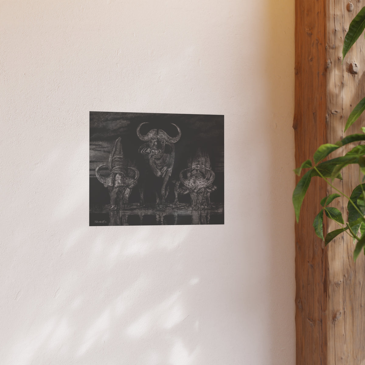 The Waterhole, Cape Buffalo Fine Art Print