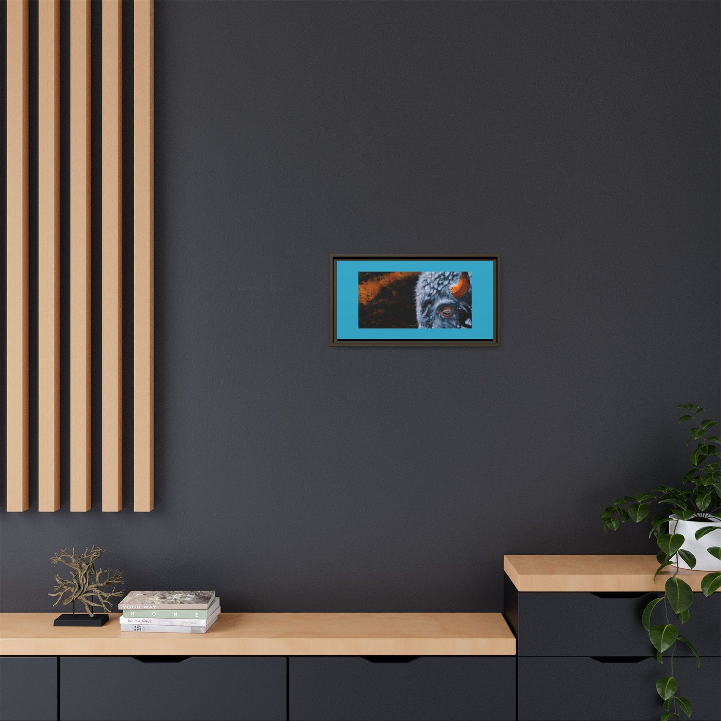 Storm Bison, Framed Matte Canvas Art
