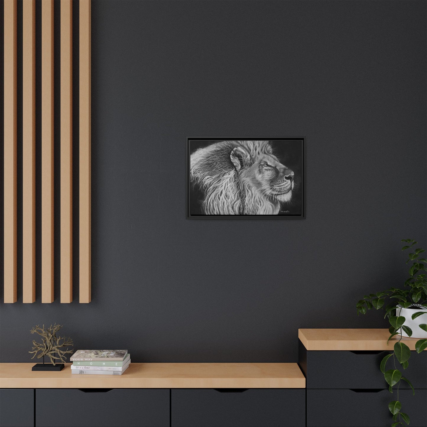 King of Cool, Majestic Lion Framed Canvas Art