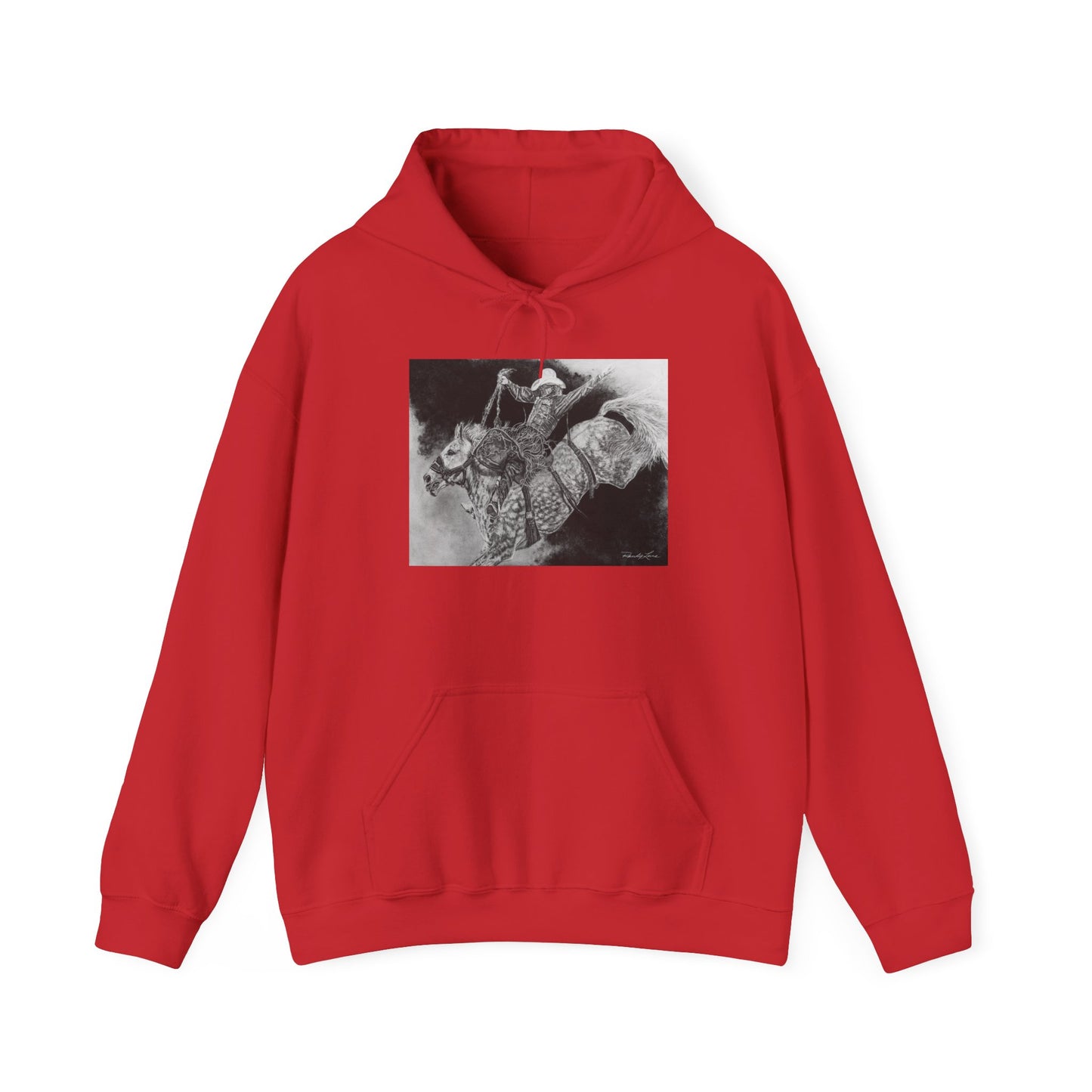 Big Grey, Rodeo Bareback Bronc Painting Hoodie Sweatshirt