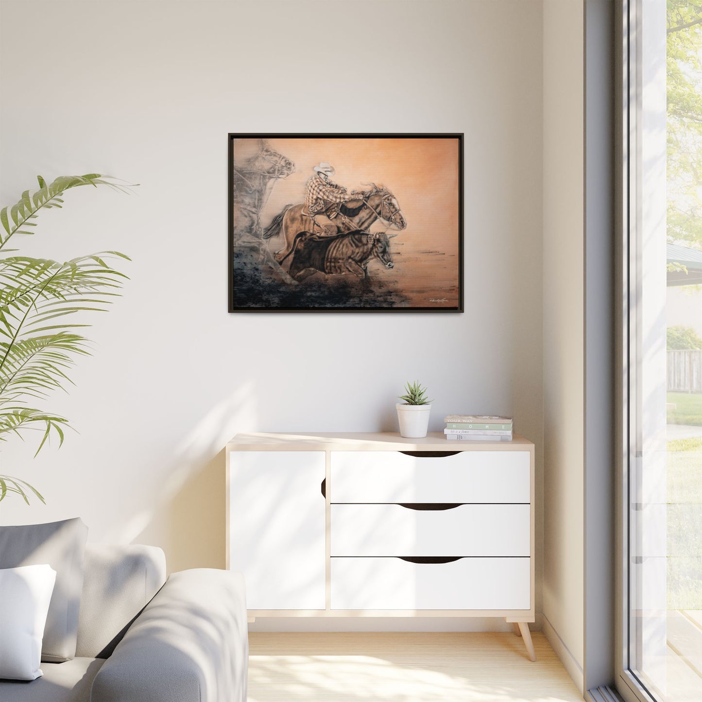 Get Some. Bulldogging Framed Stretched Matte Canvas Print