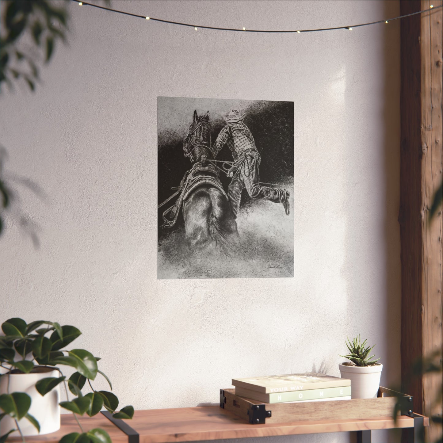 The Dismount. Steer Roper Fine Art Print