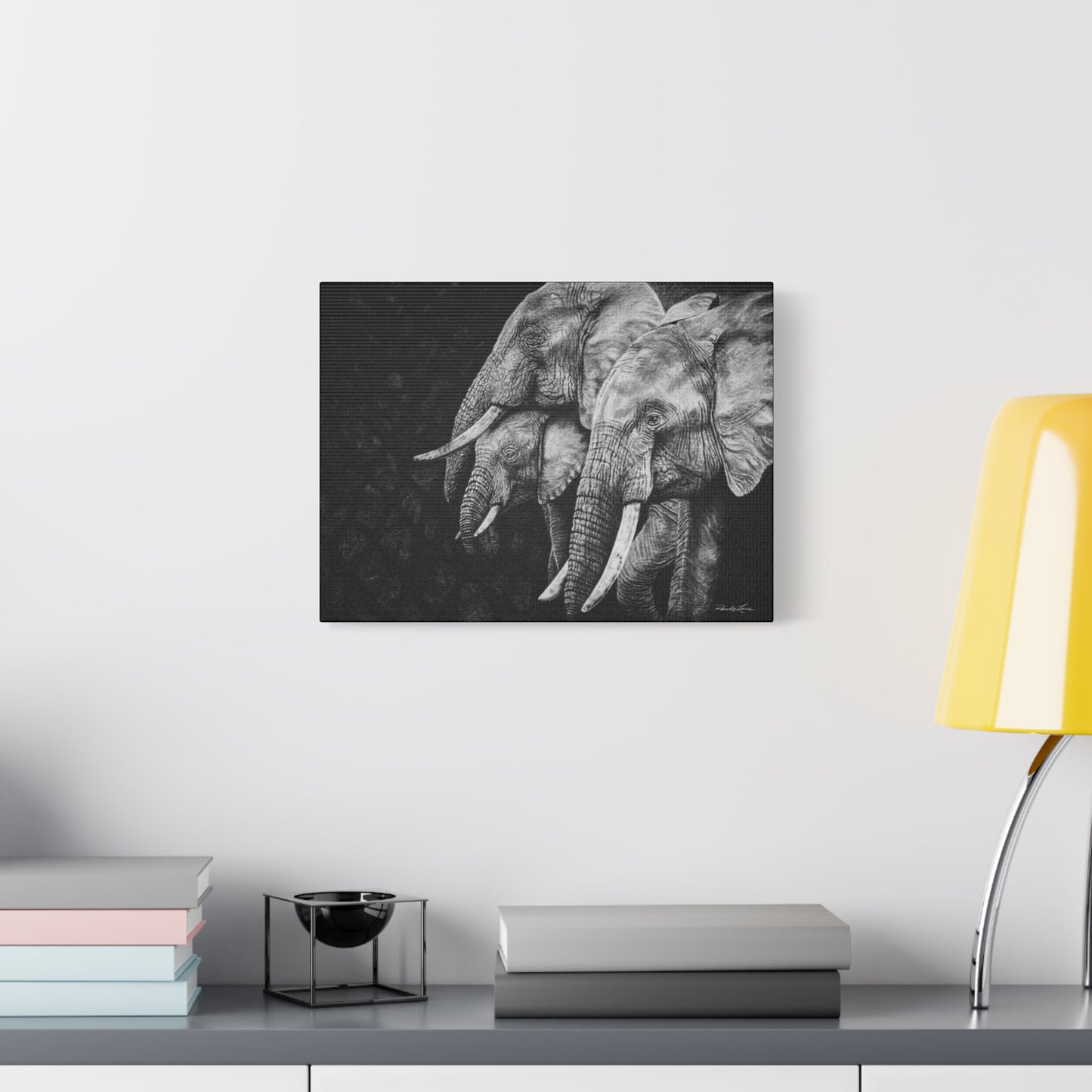 Brushland Bond. Elephant Art Stretched Canvas Print