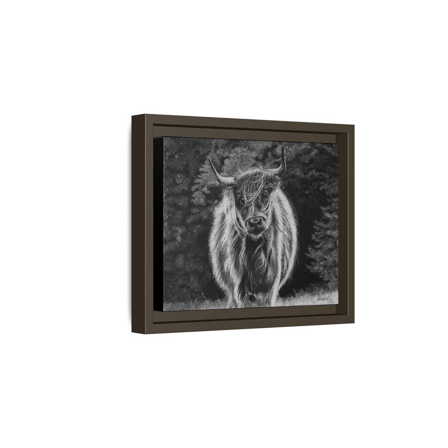 Ragamuffin. Highland Cow Framed Stretched Matte Canvas Print