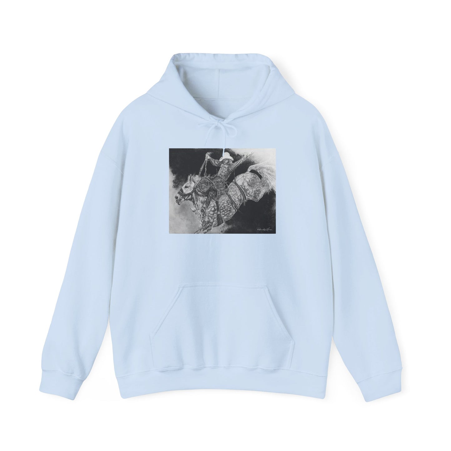 Big Grey, Rodeo Bareback Bronc Painting Hoodie Sweatshirt
