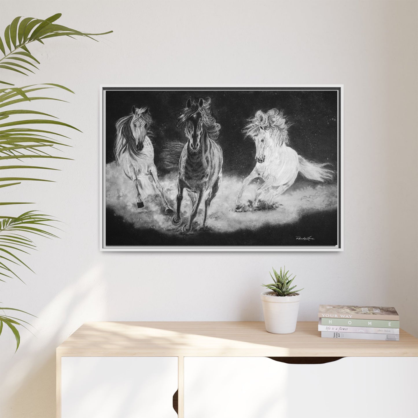 Midnight Run. Framed Stretched Matte Canvas Fine Art Horse Print