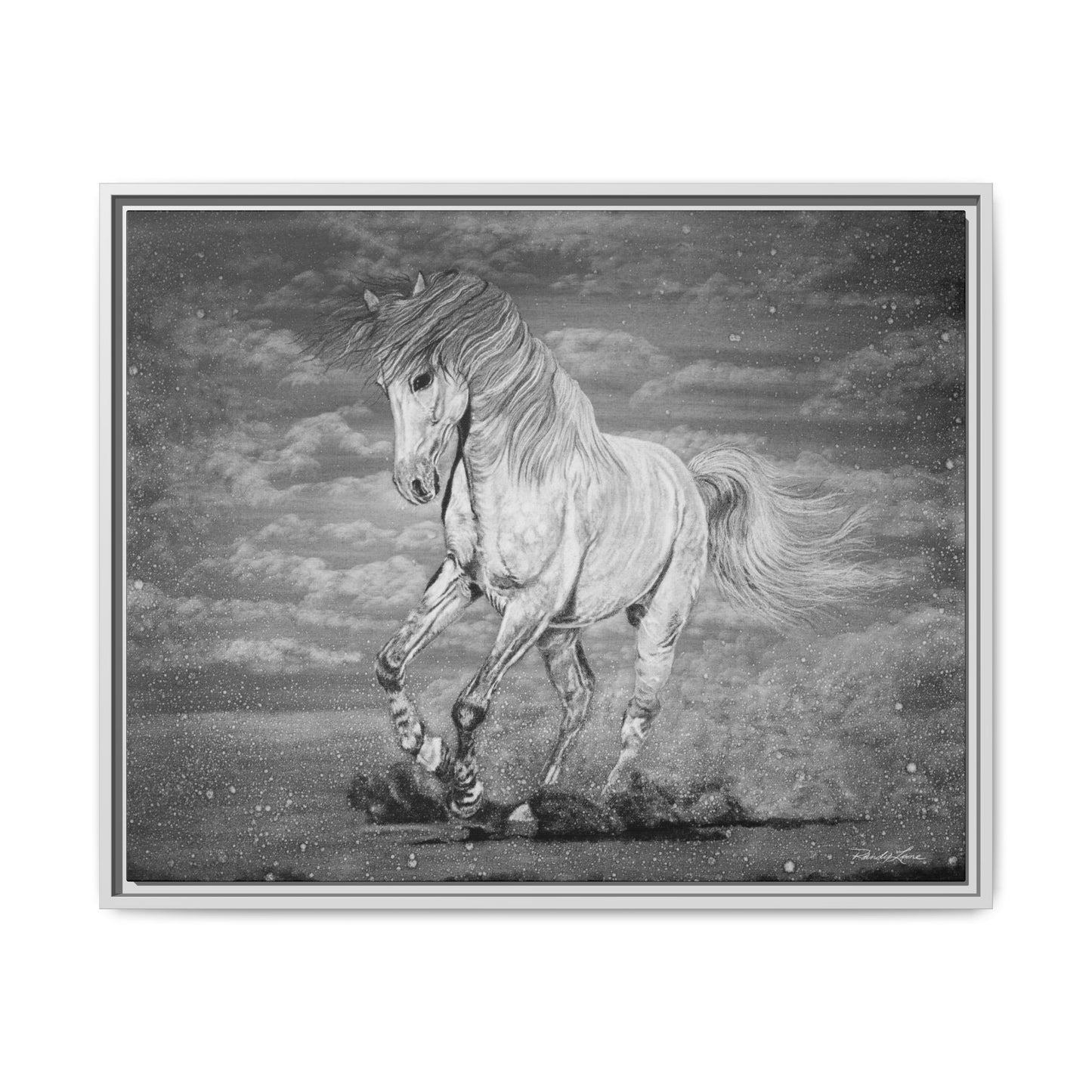 Equine Elegance. Prancing Horse Framed Stretched Matte Canvas Print