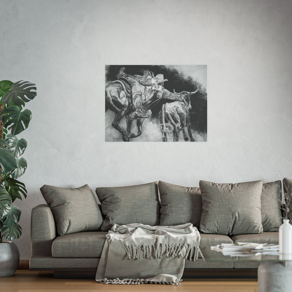 Contact, Rodeo Steer Wrestler Fine Art Print