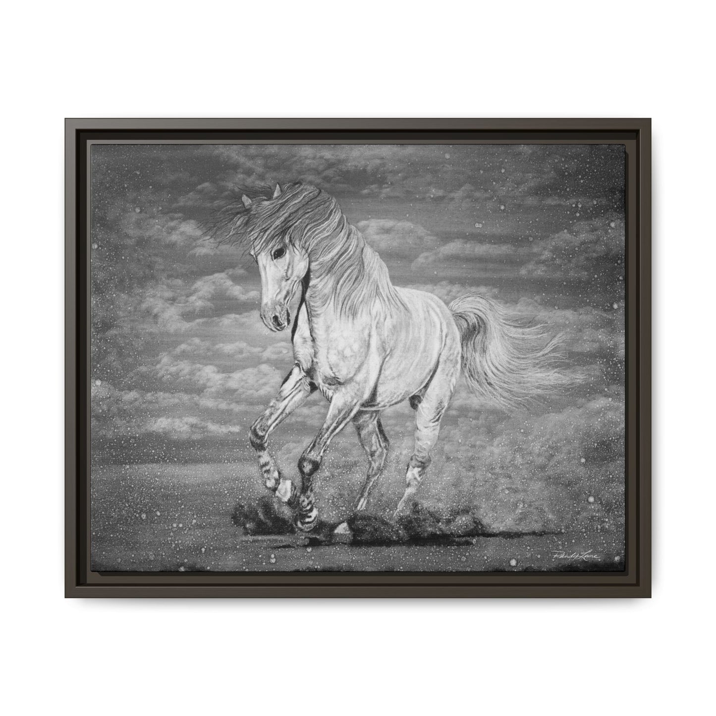 Equine Elegance. Prancing Horse Framed Stretched Matte Canvas Print