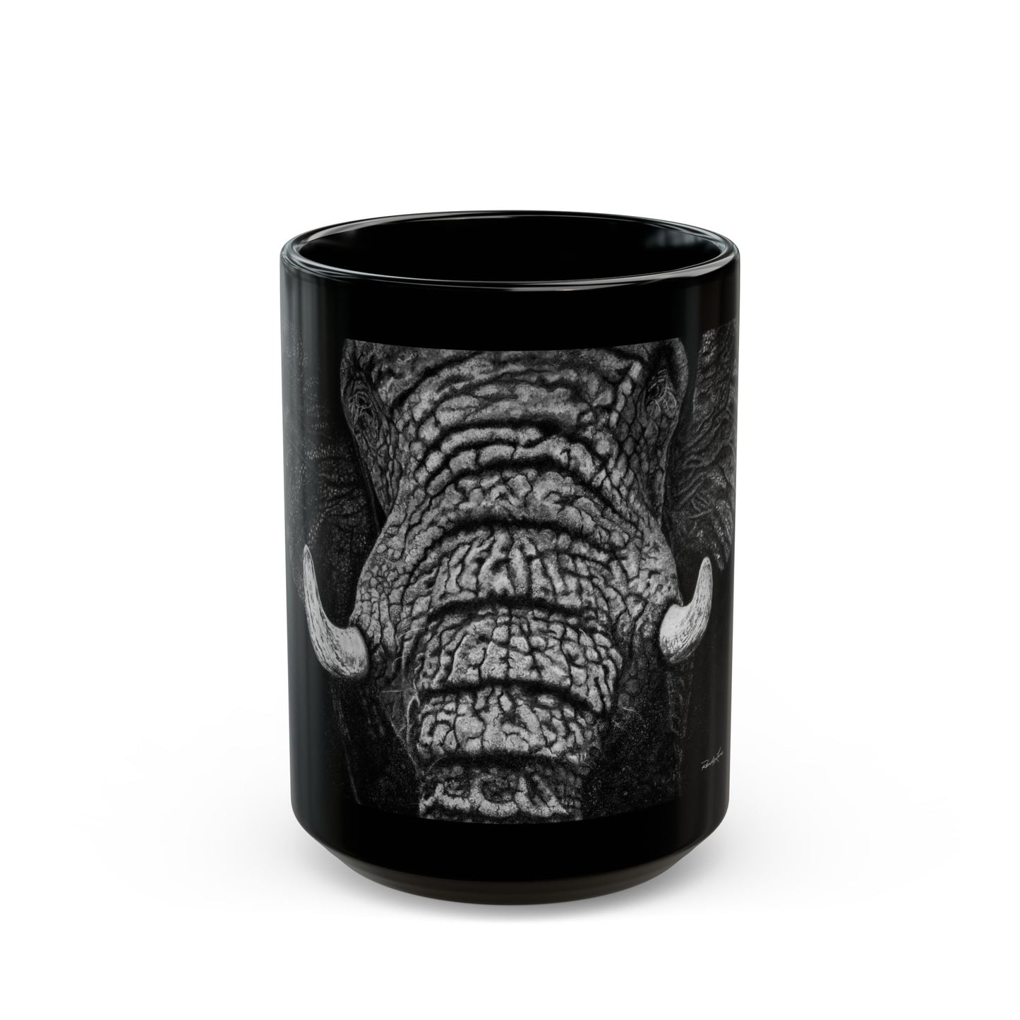 Ebony and Ivory, Elephant Art Black Mug