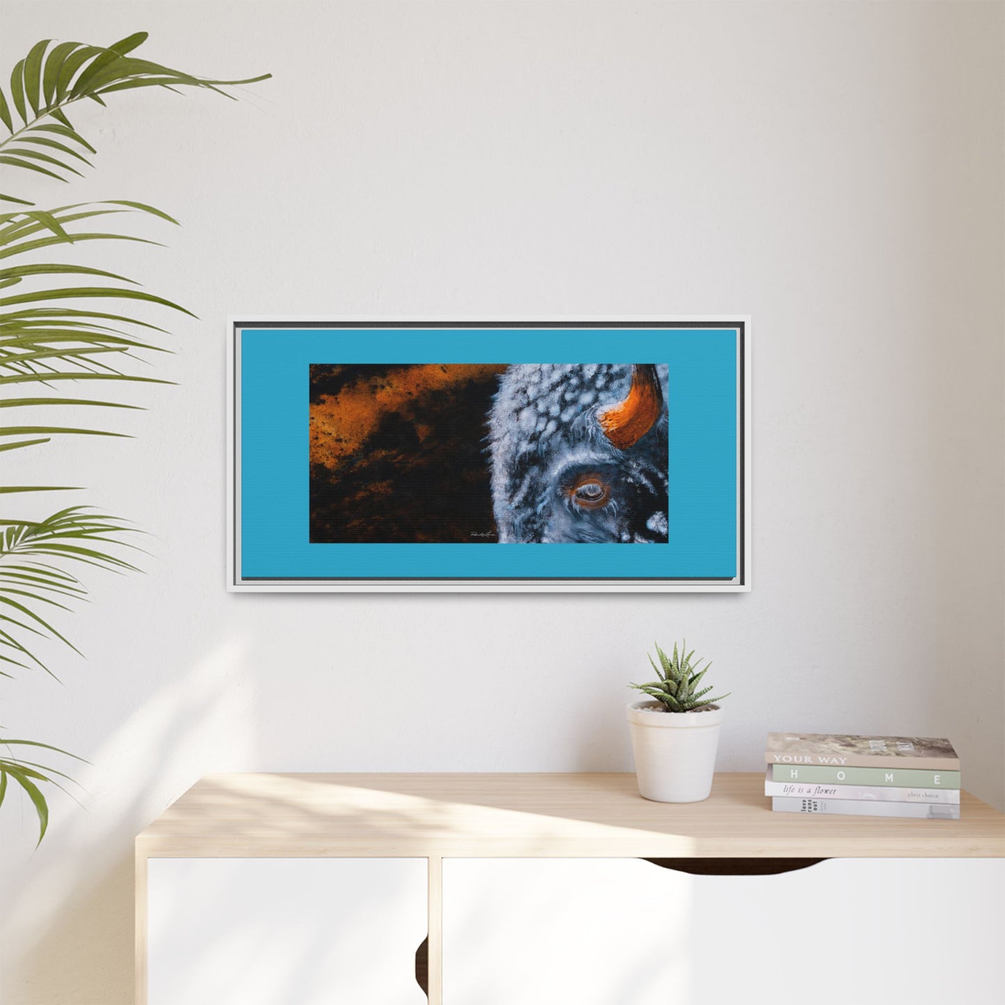 Storm Bison, Framed Matte Canvas Art
