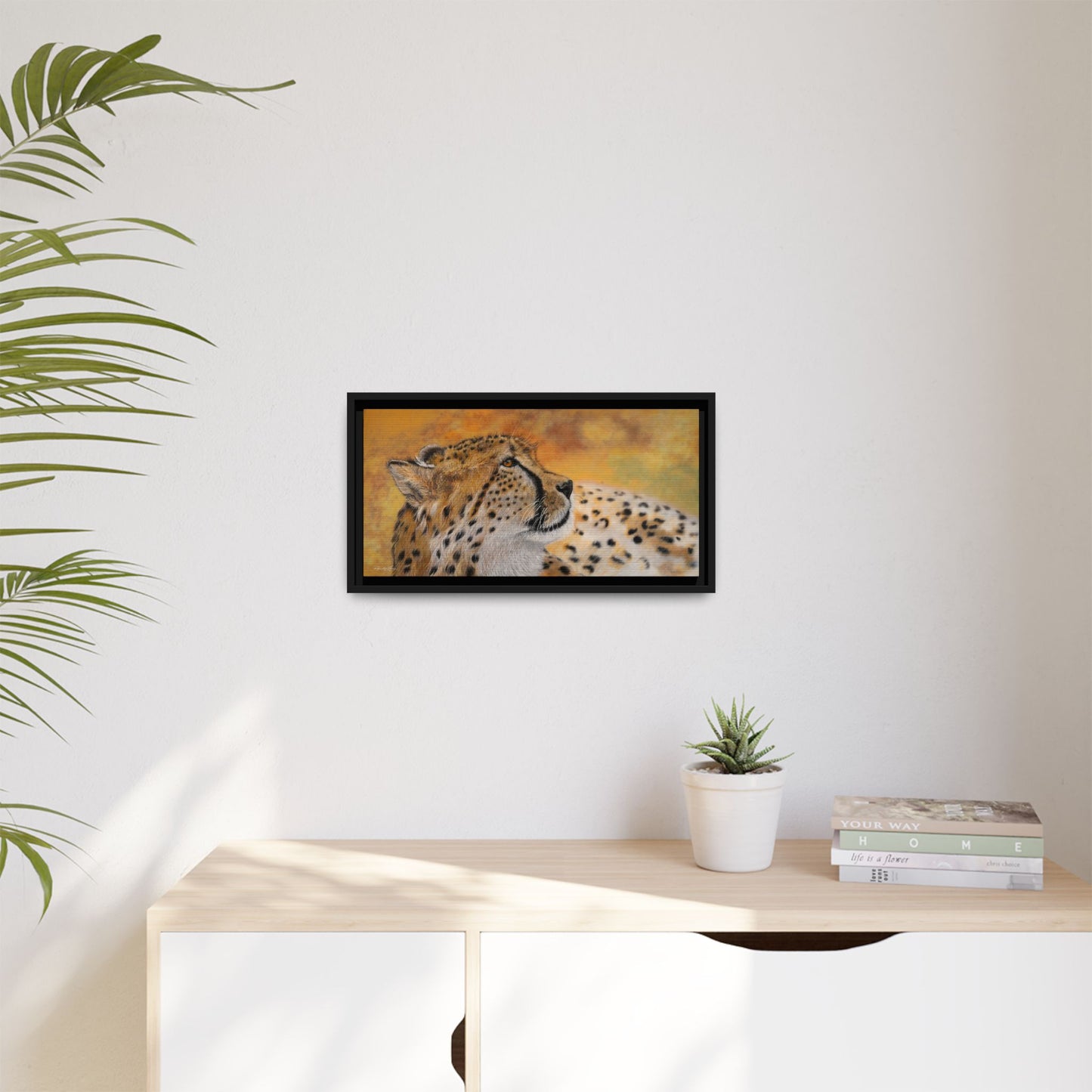 Cheetah Chill, Framed Cheetah Canvas Art