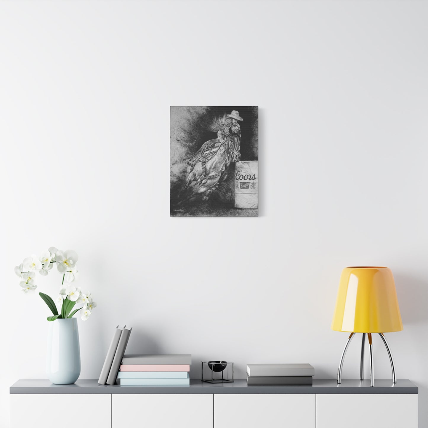 Sophie's Run. Rodeo Barrel Racer Art Stretched Canvas