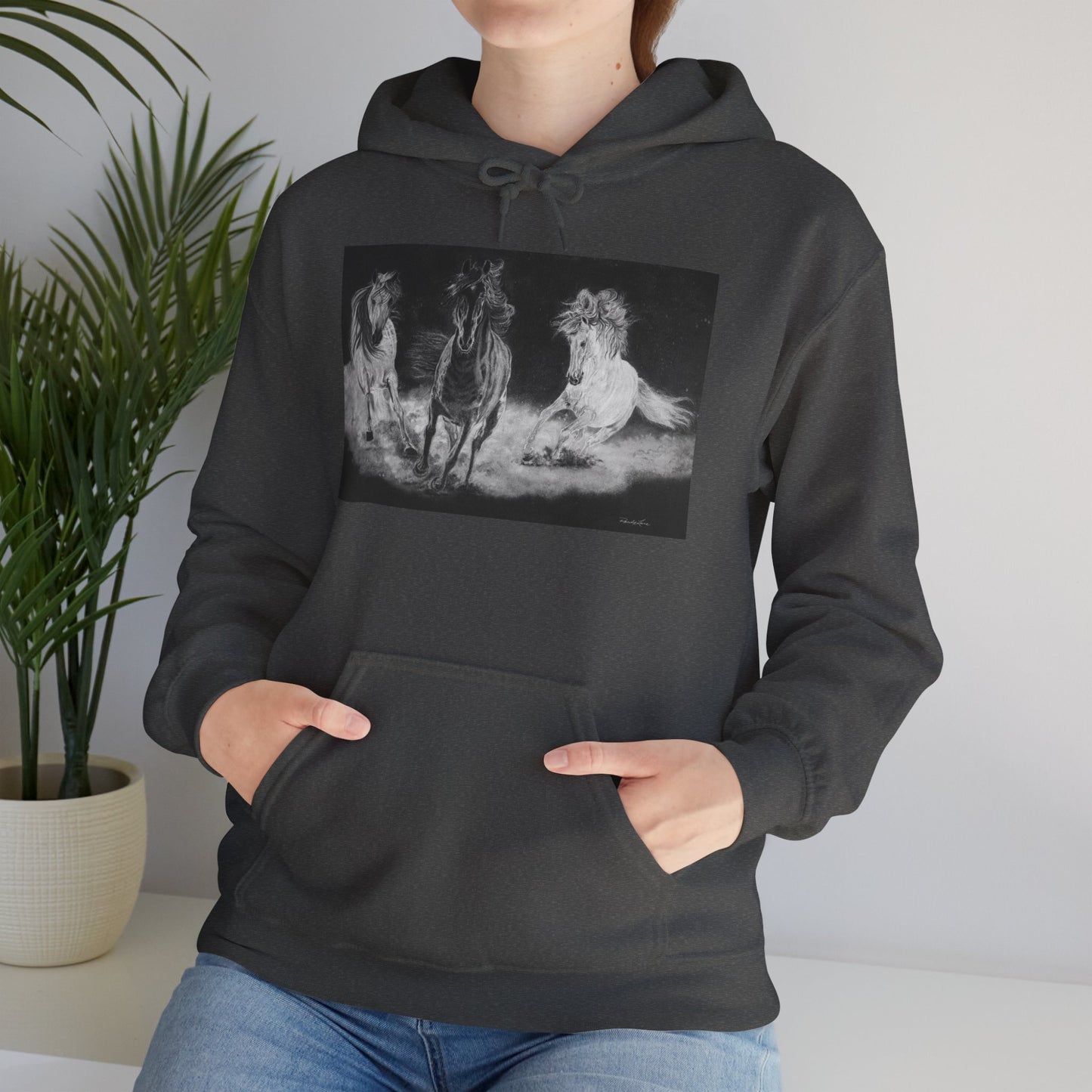 Midnight Run. Horse Cozy Unisex Hooded Pullover