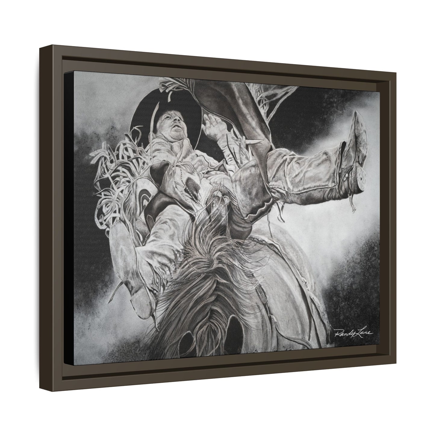 Battle Tested, Rodeo Bareback Rider Painting, Framed Matte Canvas Print