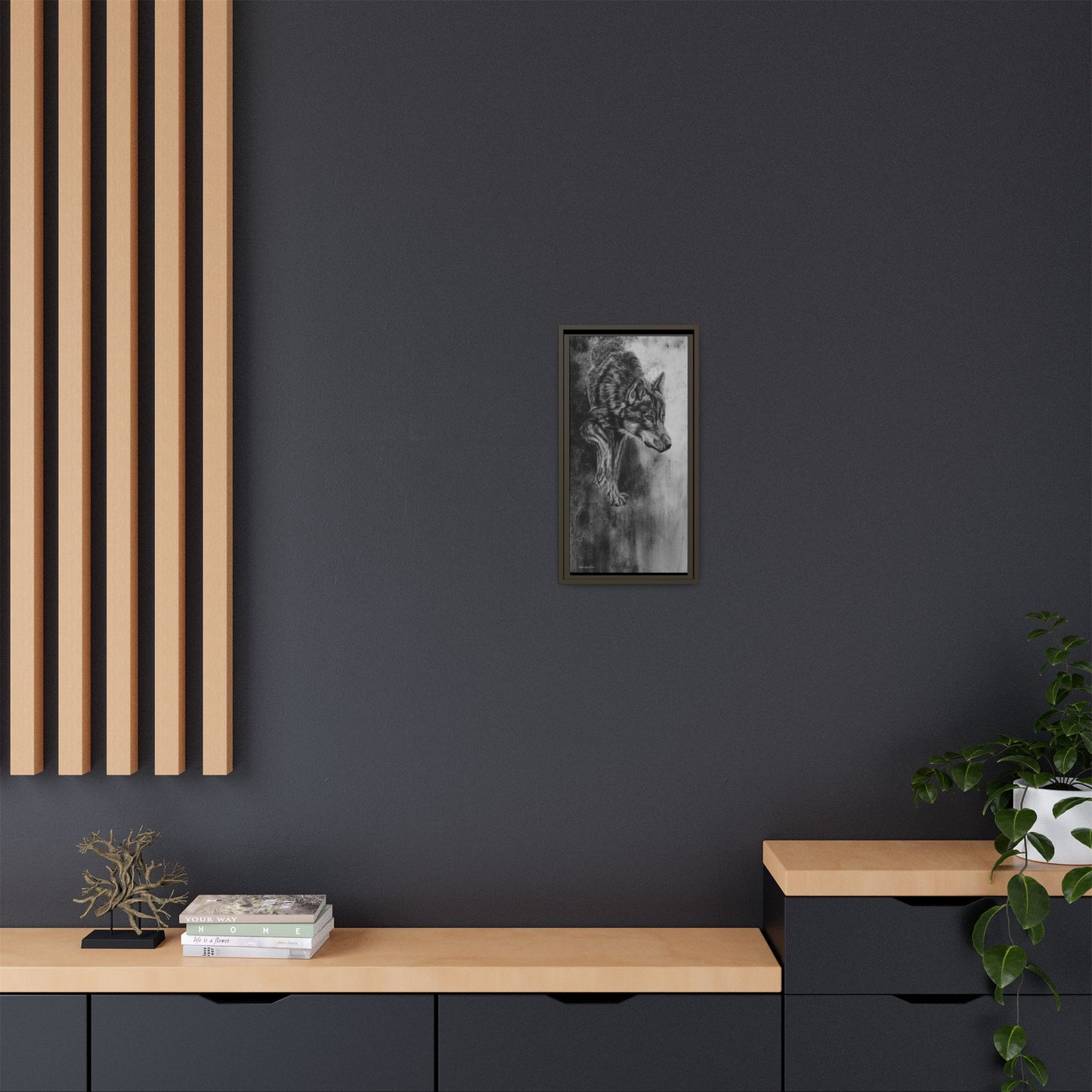 Specter, Wolf Portrait Framed Matte Canvas Wall Art