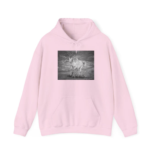 Equine Elegance. Prancing Horse Print Hooded Sweatshirt