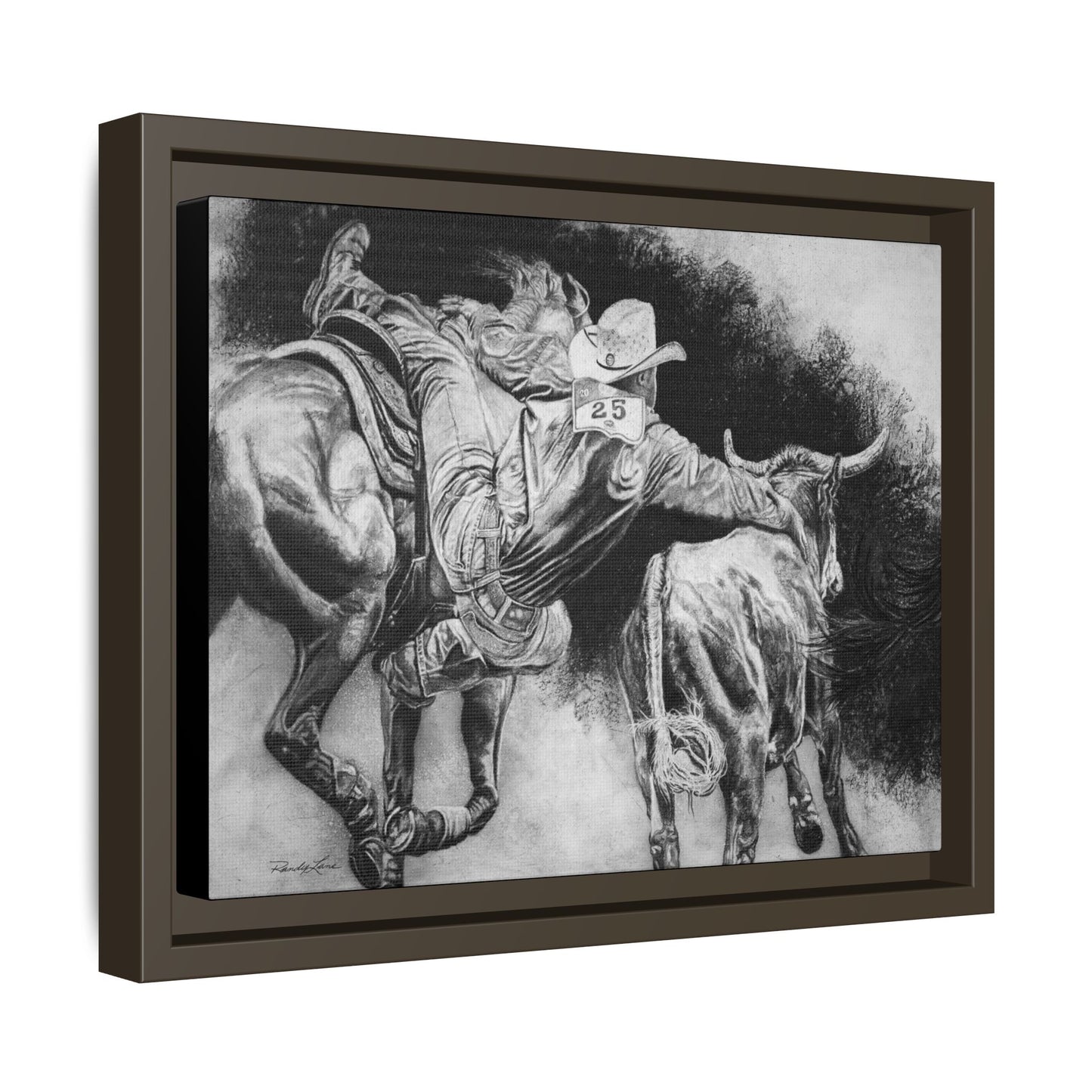 Contact. Cowboy Bulldogger Rodeo Art Framed Stretched Canvas Art