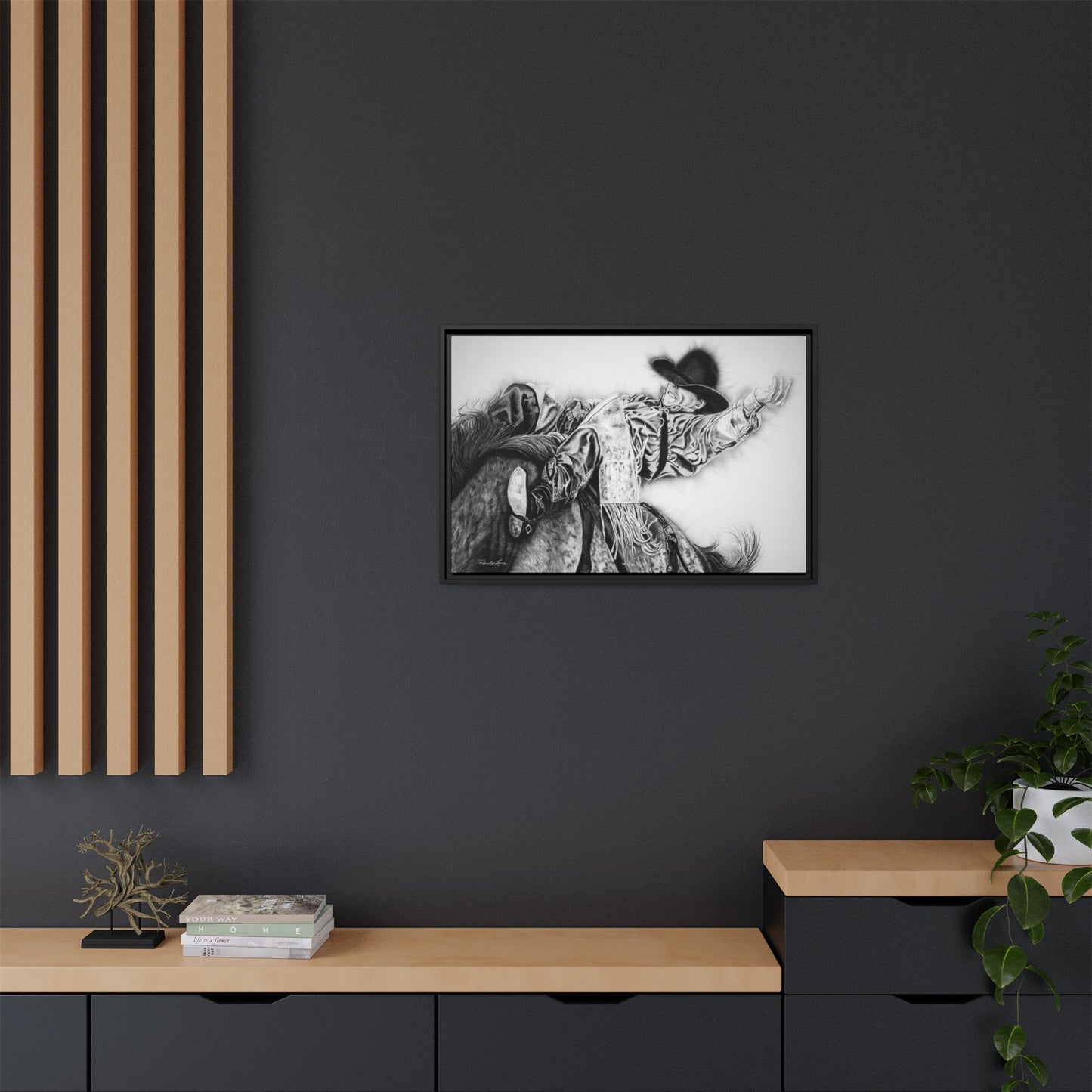 Go Time. Stretched Matte Canvas Framed Rodeo Art Print