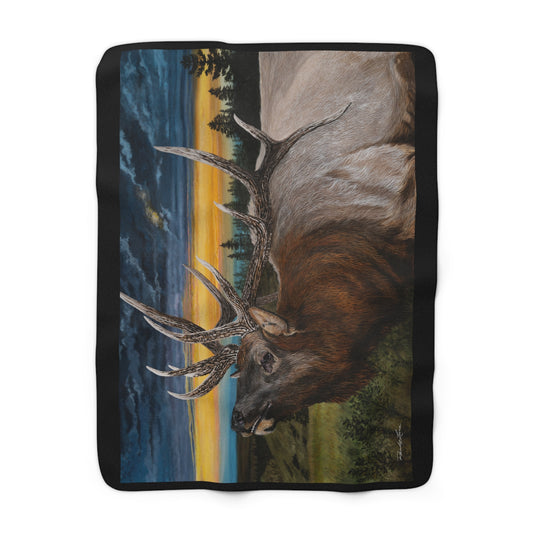 Sunset Serenade, Cozy Elk Sherpa Fleece Blanket