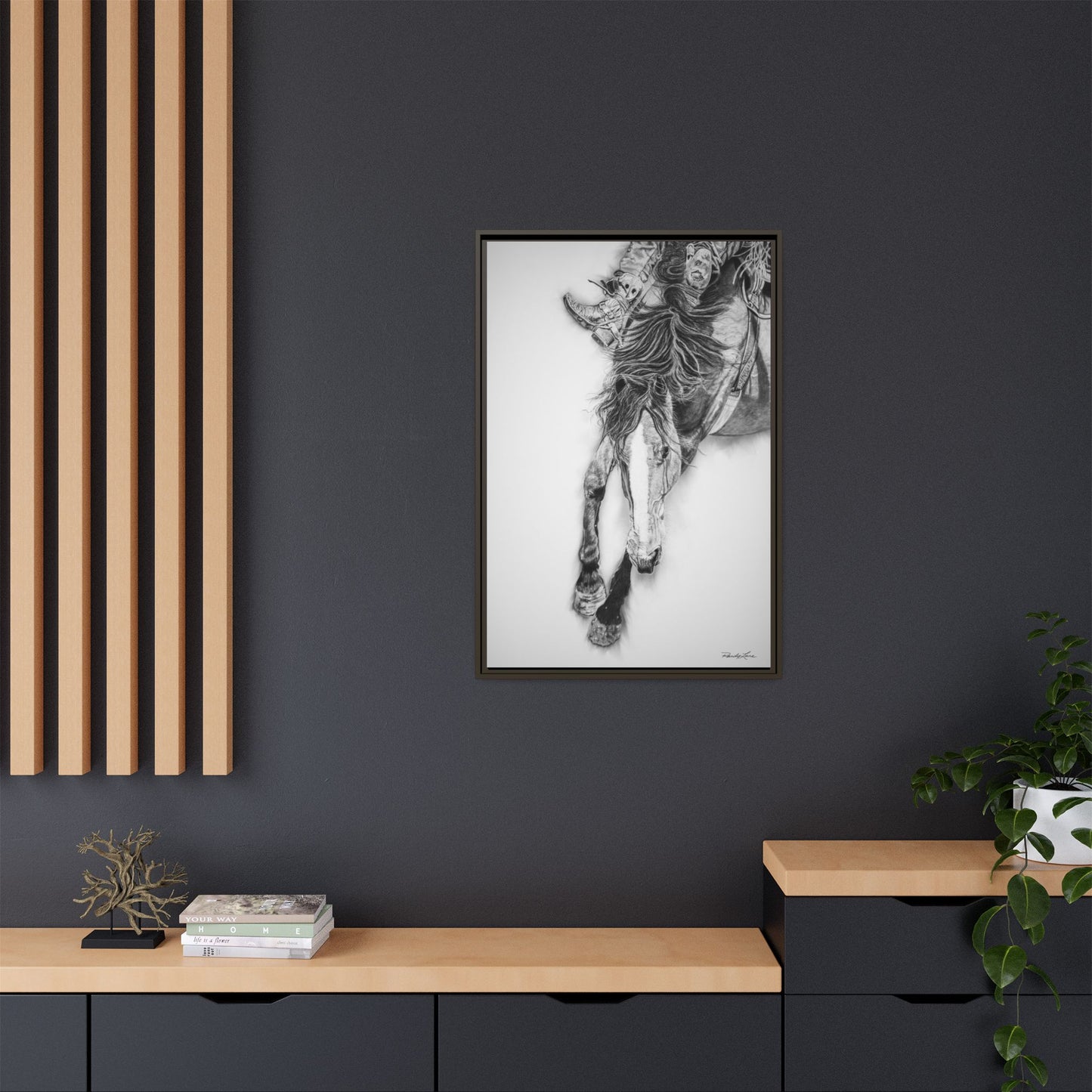 Crazy 8. Framed Stretched Matte Canvas Rodeo Art Print