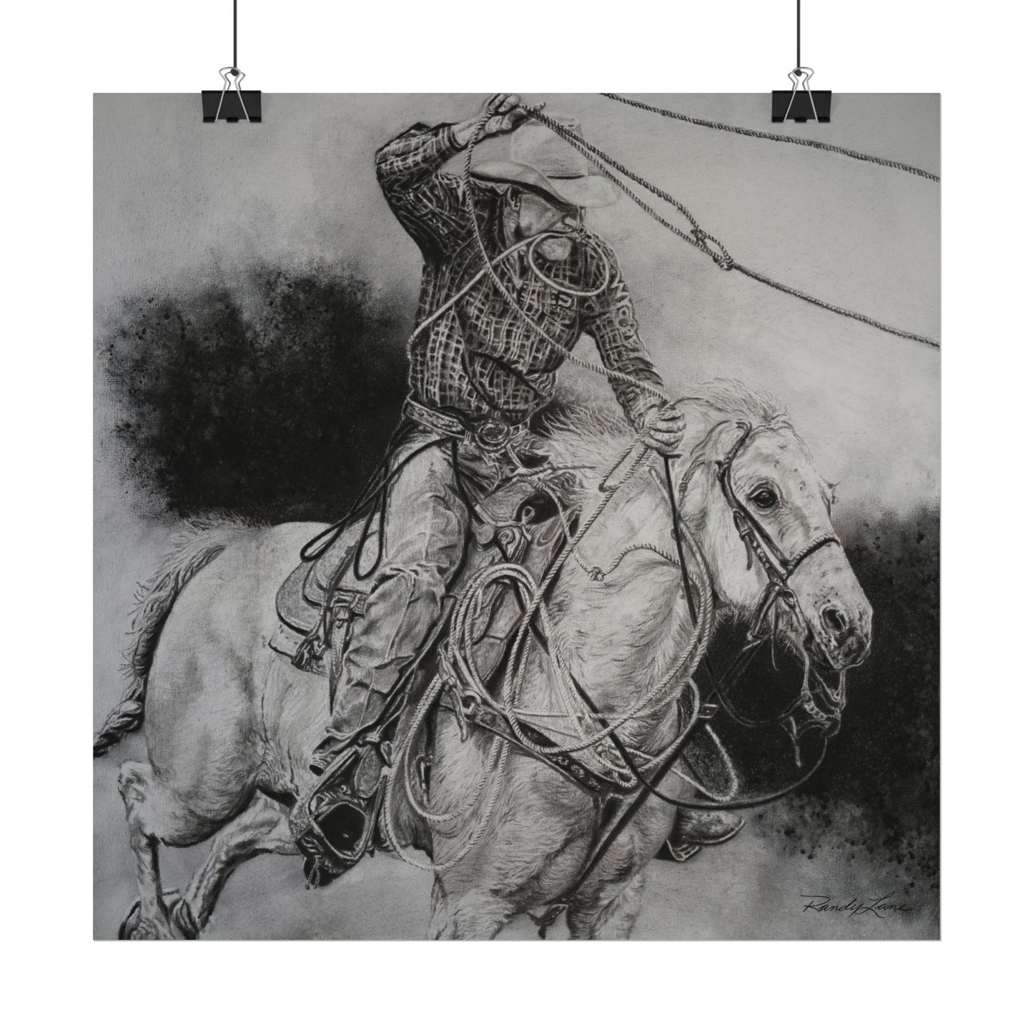 Let it Fly, Rodeo Tie-down Roper Painting, Textured Matte Print