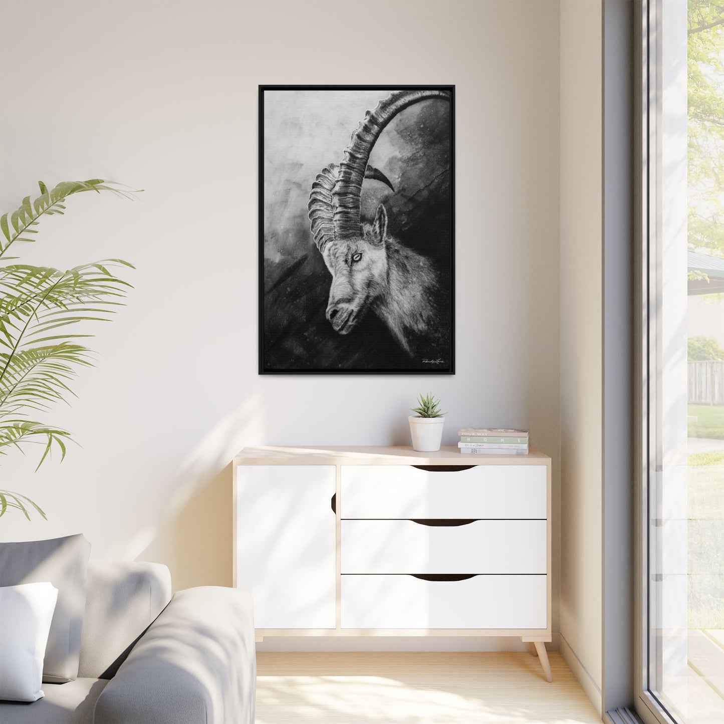 Apex,  Alpine Mountain Goat, Framed Matte Canvas Art Print,