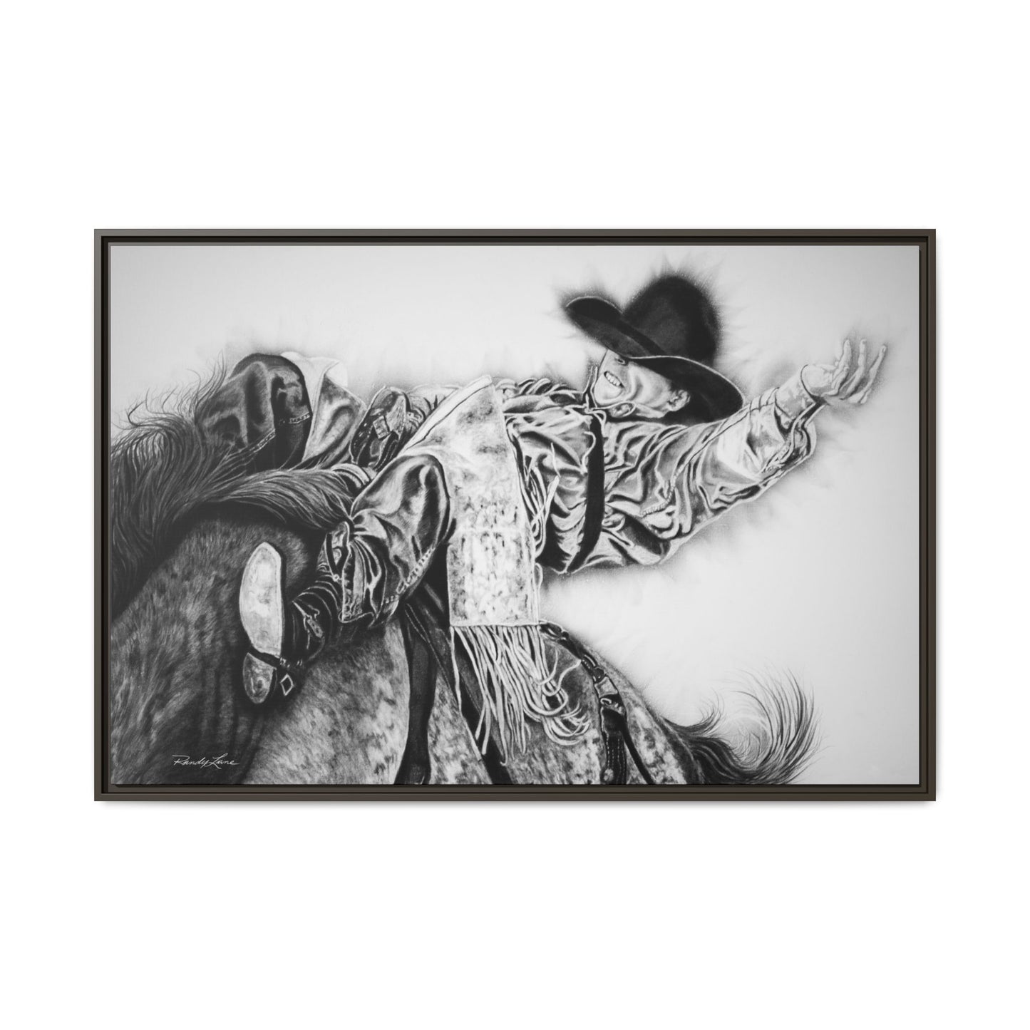 Go Time. Stretched Matte Canvas Framed Rodeo Art Print