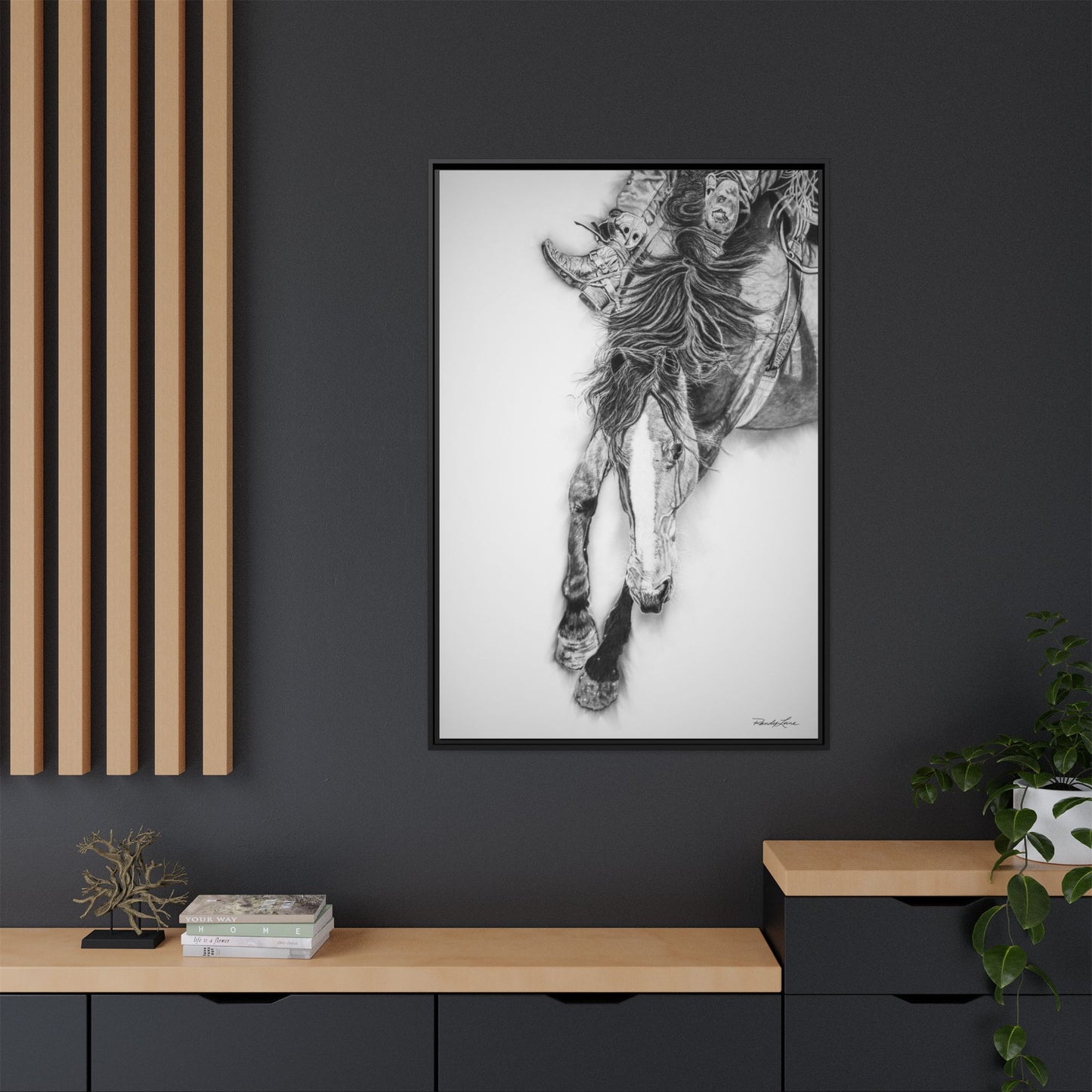 Crazy 8. Framed Stretched Matte Canvas Rodeo Art Print