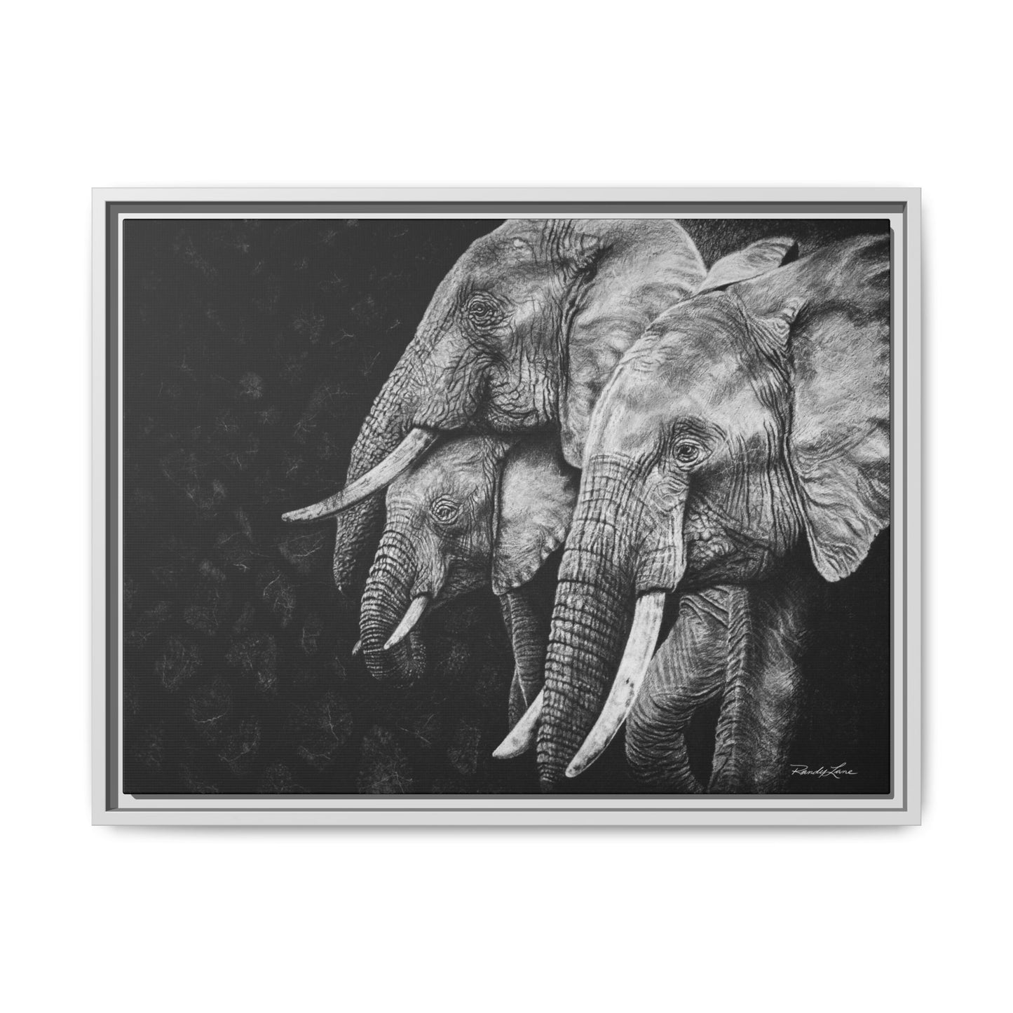 Brushland Bond. Elephant Art Framed Stretched Matte Canvas Print