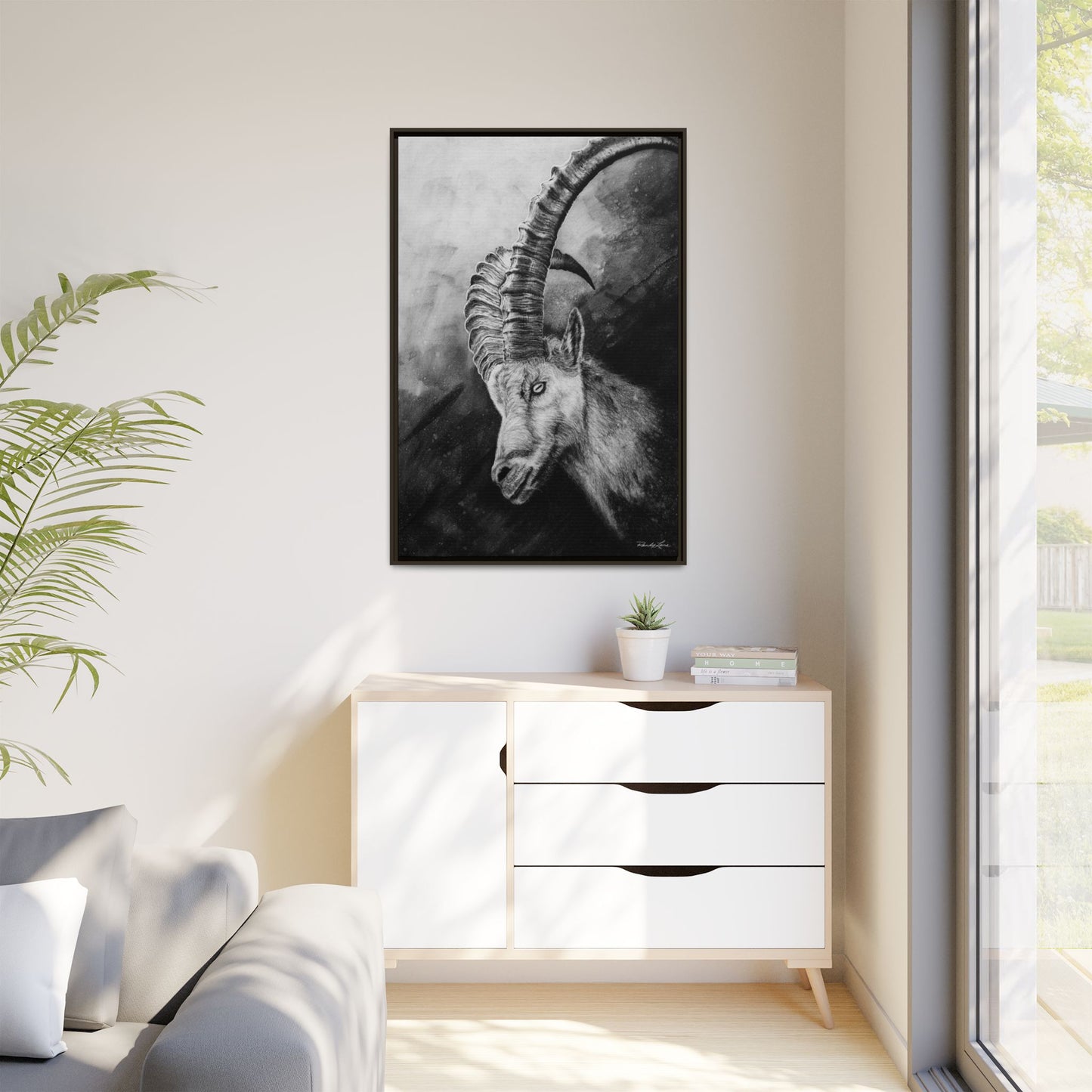 Apex,  Alpine Mountain Goat, Framed Matte Canvas Art Print,