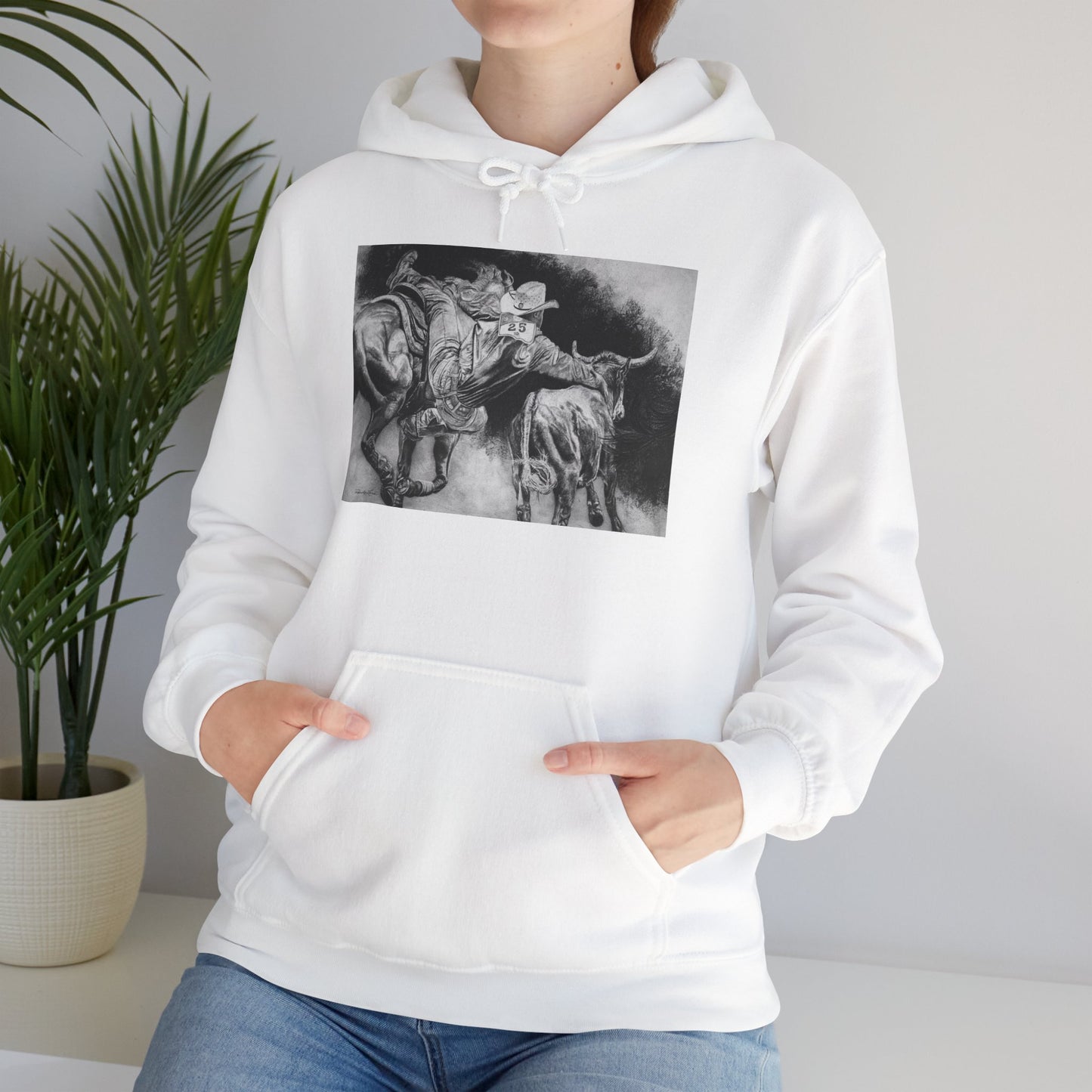 Contact. Cowboy Bulldogger Rodeo Art Unisex Heavy Blend Hoodie