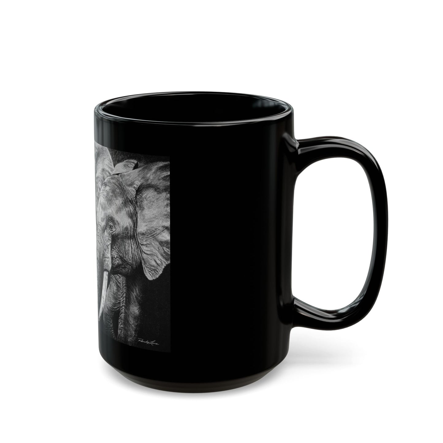 Brushland Bond. Elephant Art Black Mug