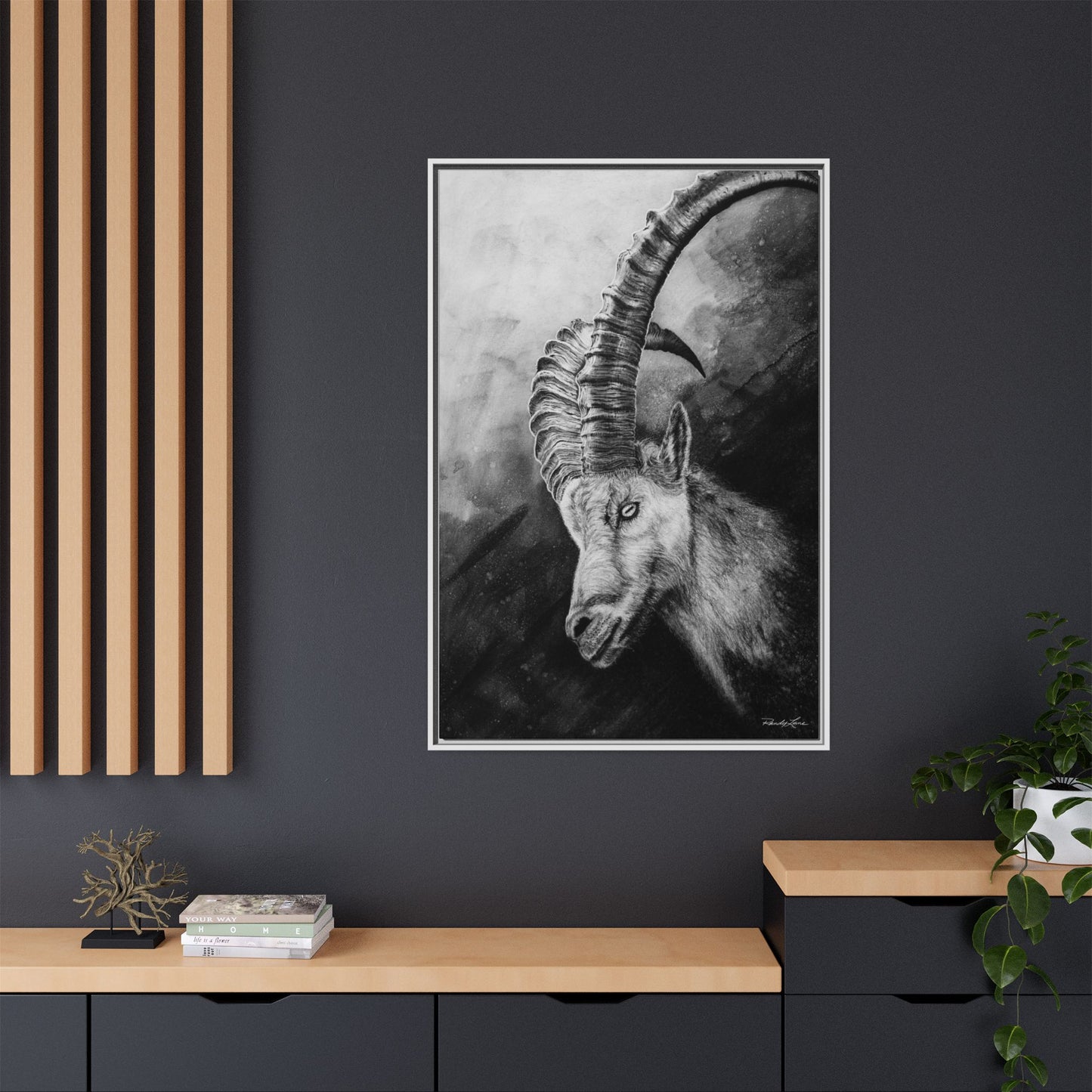Apex,  Alpine Mountain Goat, Framed Matte Canvas Art Print,